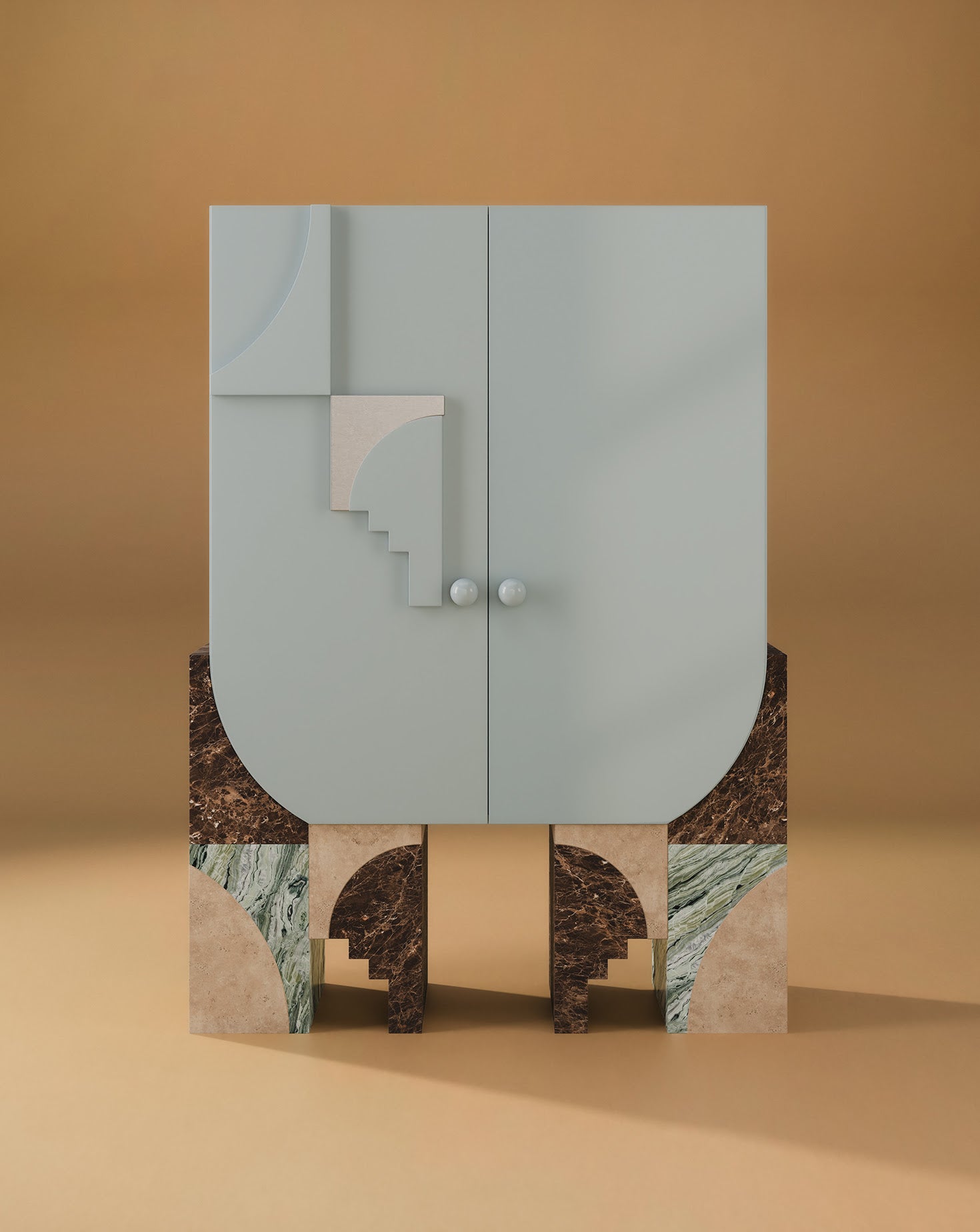 Arkos Bar Lacquered Wood Blue Cabinet