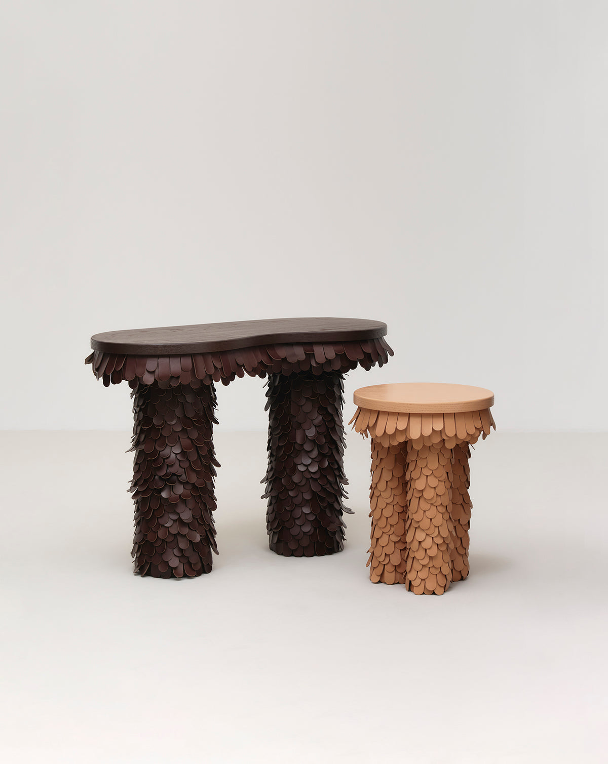 Betsy Wood and Leather Side Table
