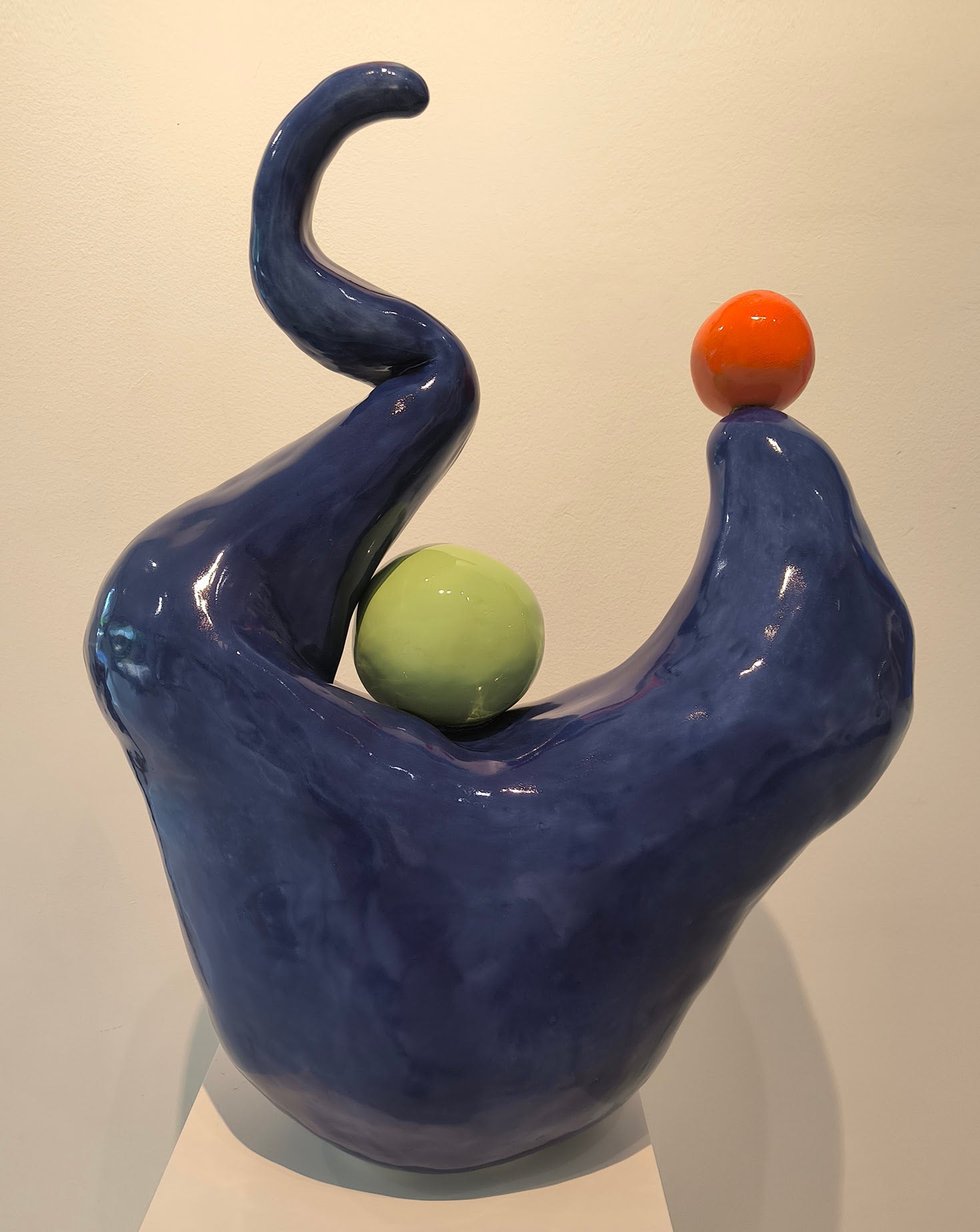 Bits of Atoms Blue Stoneware Sculpture