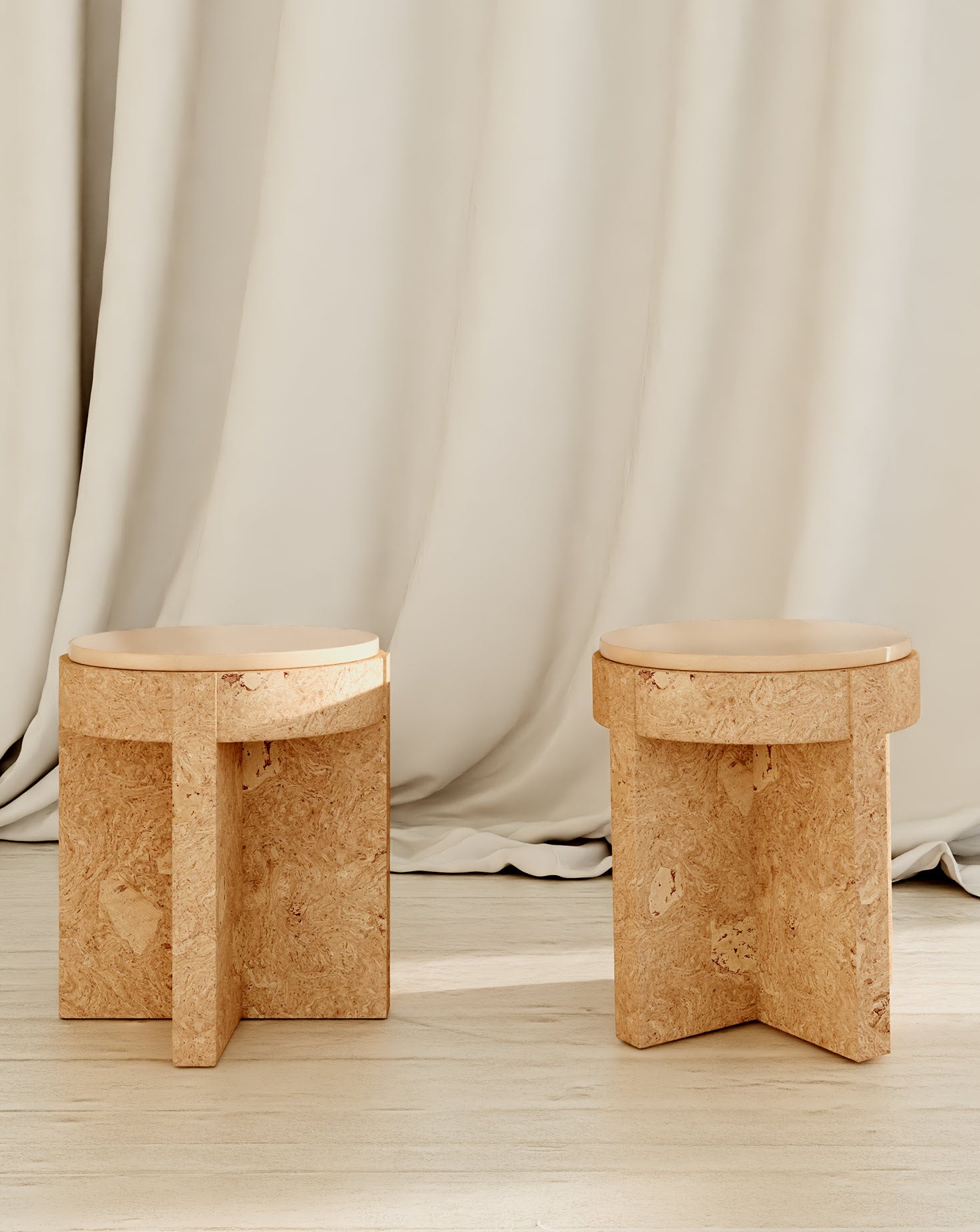 Cork and Ceramic Bedside Table