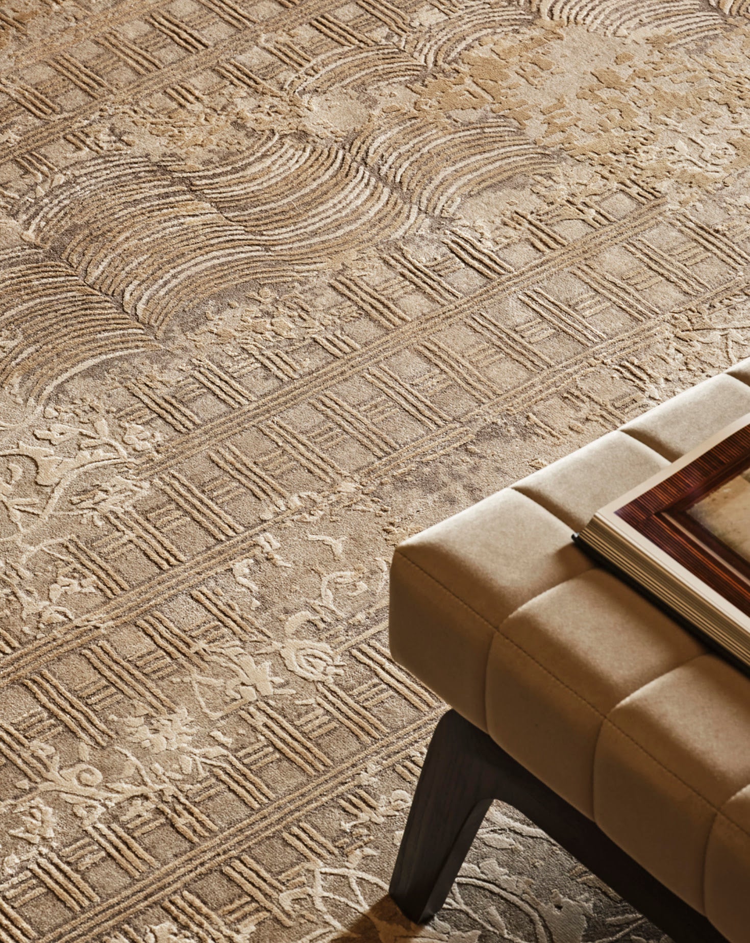 Crosslyn Sand Handknotted Wool and Silk Rug