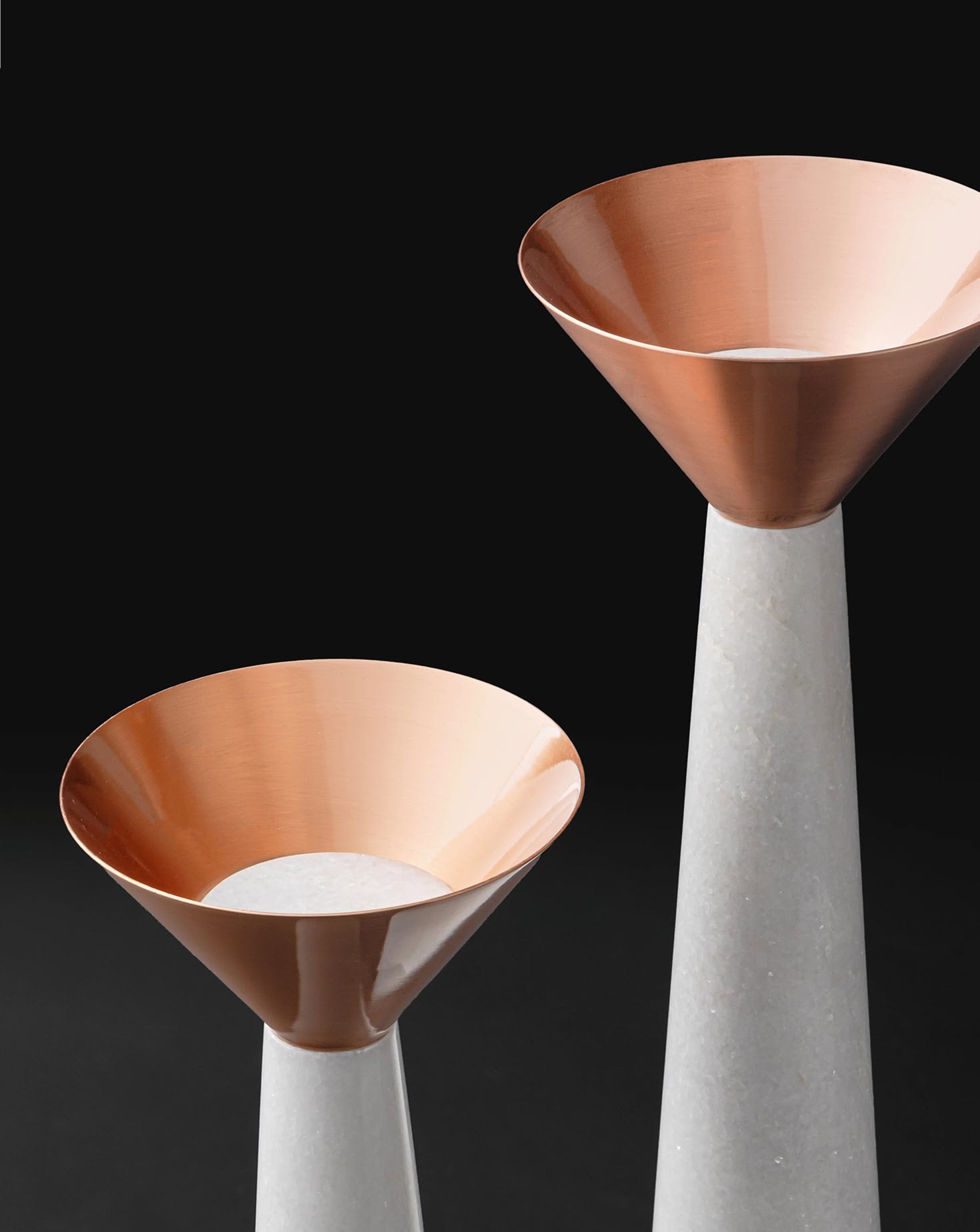 Cu Stone Candlestand Marble White Sets of 3