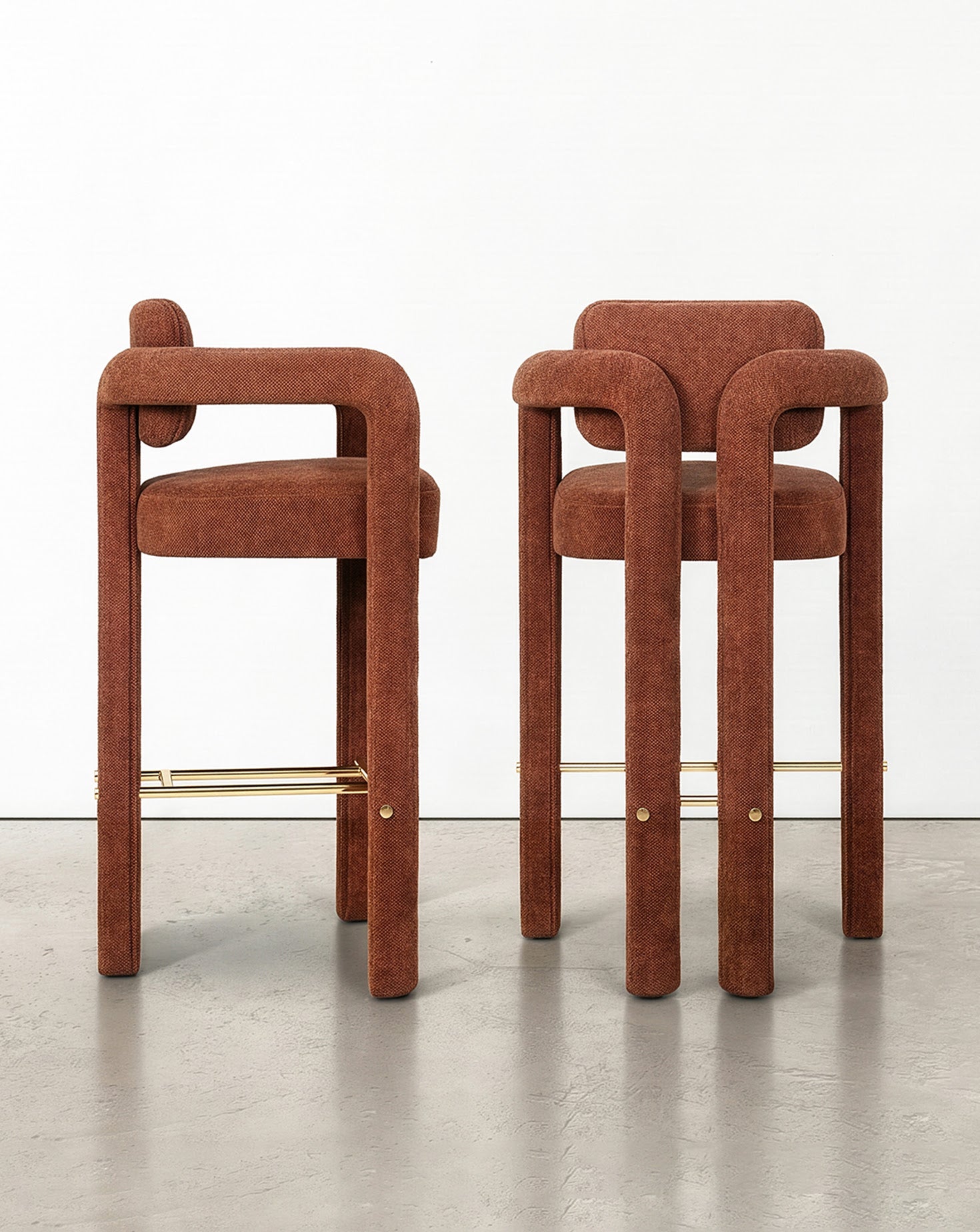 Double Arch Chenille Dark Red Bar Stool