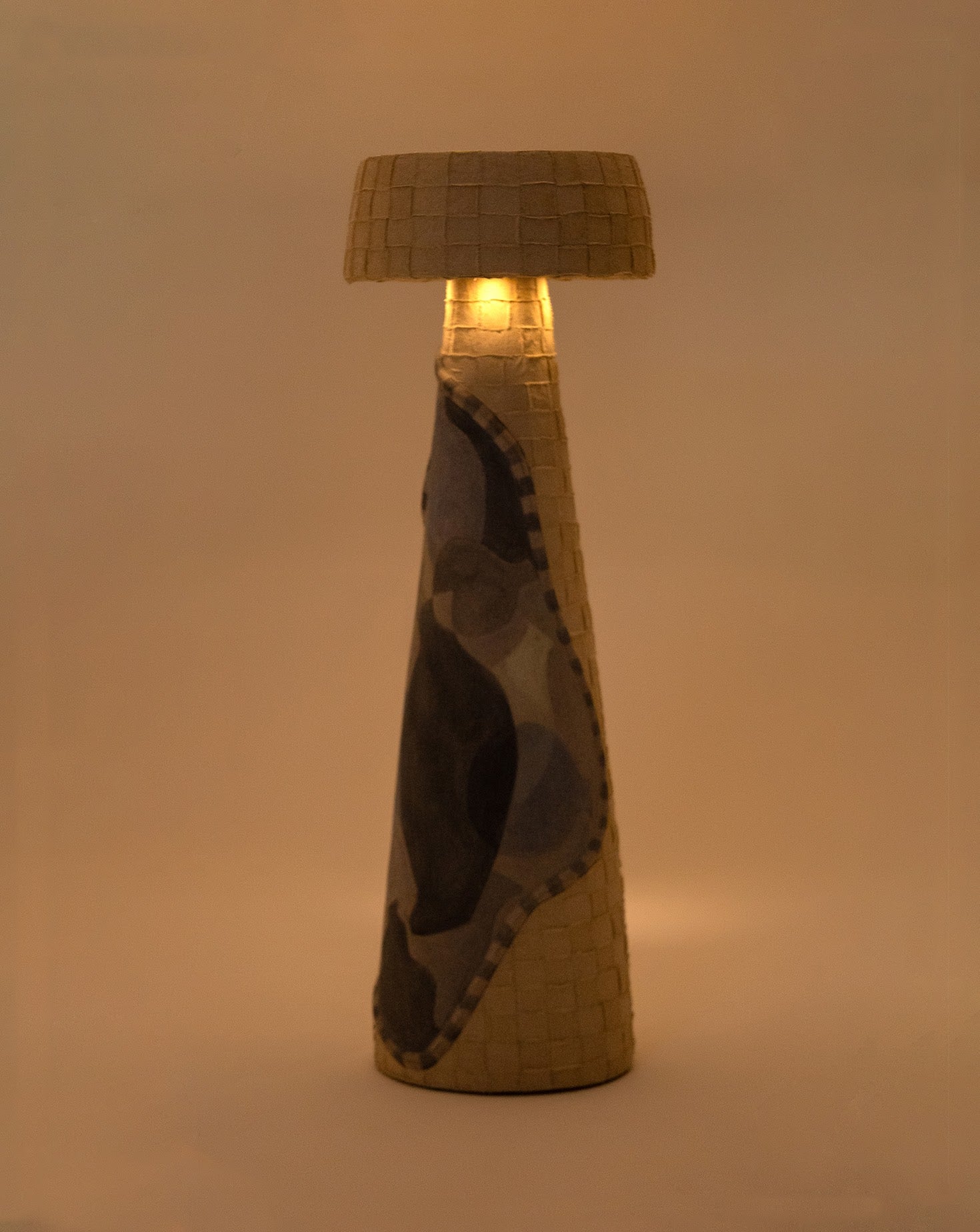 Fabric on Papier-mâché Floor Lamp 01