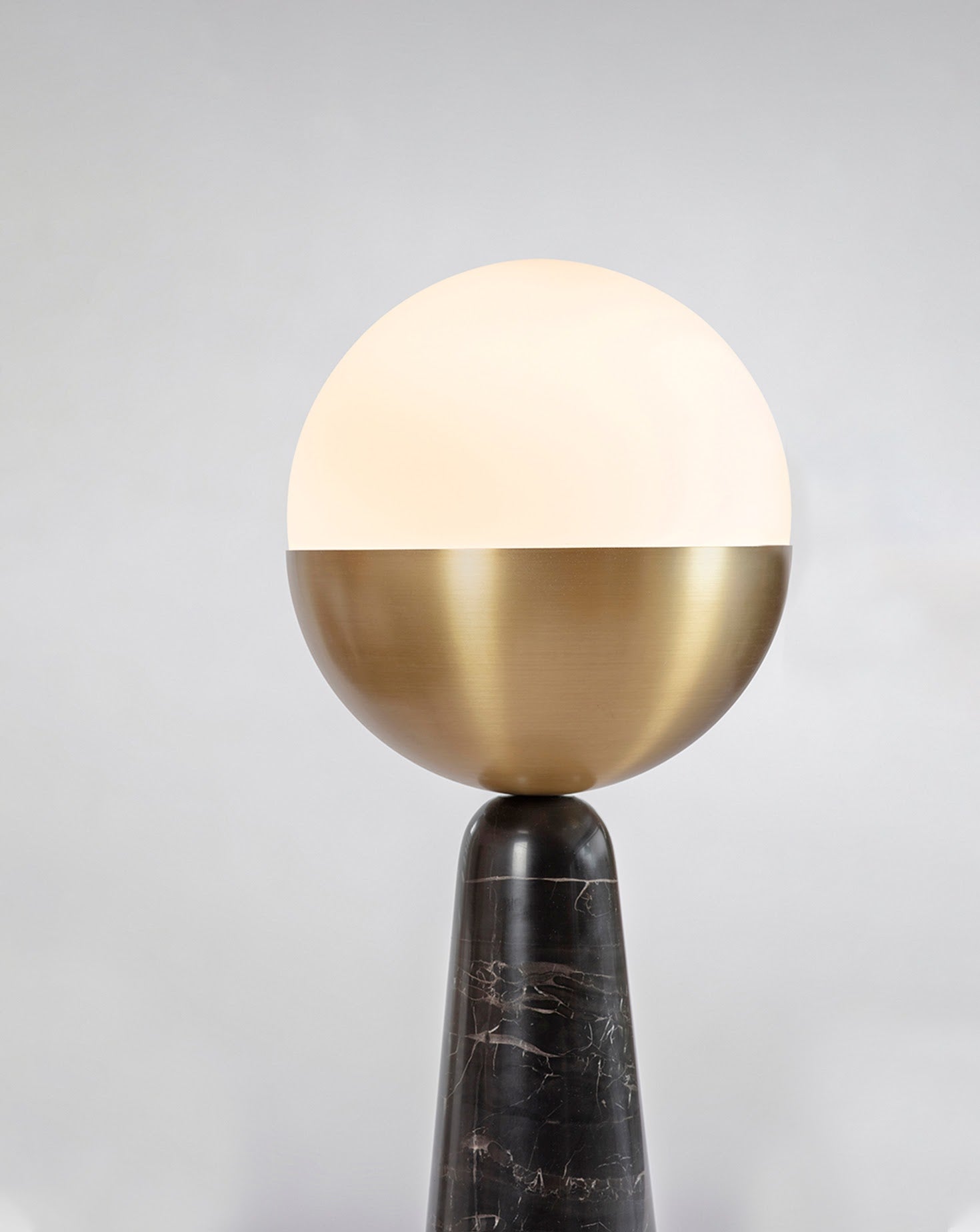 Globe Brushed Brass and Marble Table Lamp