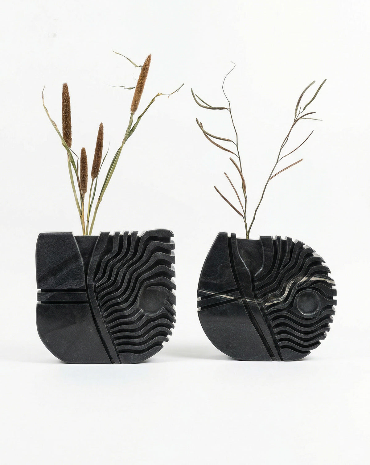 IDA 02 Black Marble Sculptural Vase