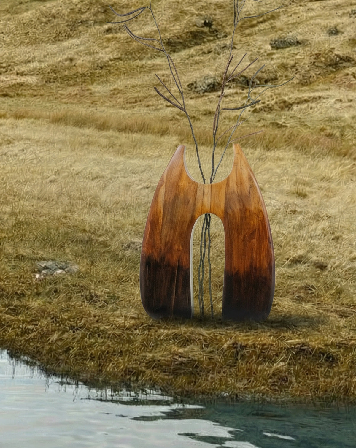 IDIKA 03 Teak Wood Sculptural Vase