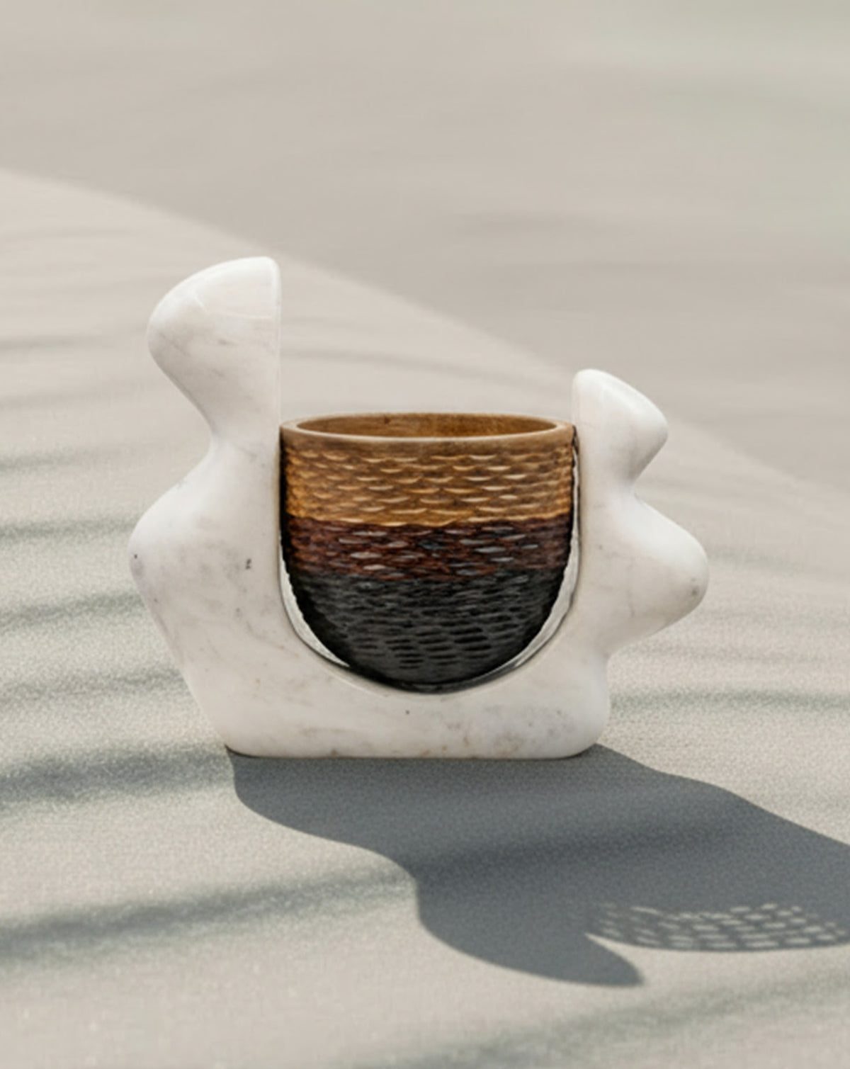 ILA 01 Marble and Wood Sculptural Vase