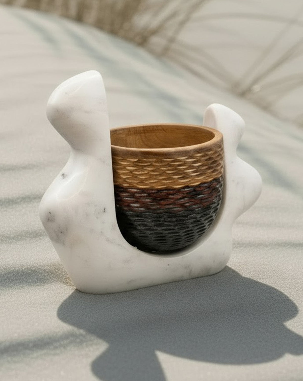 ILA 01 Marble and Wood Sculptural Vase