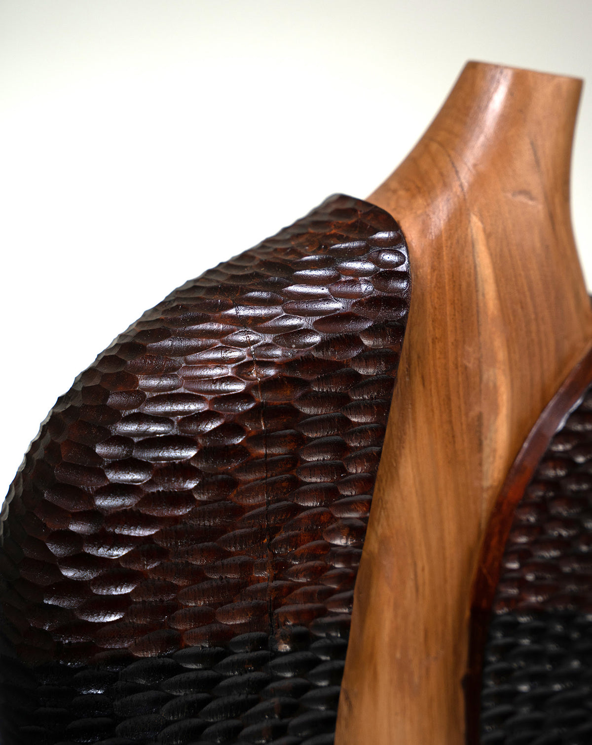 Teak and brass vessel from the Art Attaichi sculptural collection, made to order