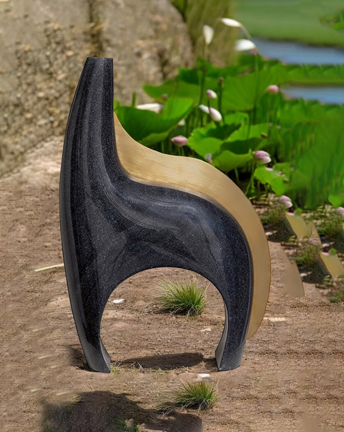 IRA 02 Marble and Brass Sculptural Vase
