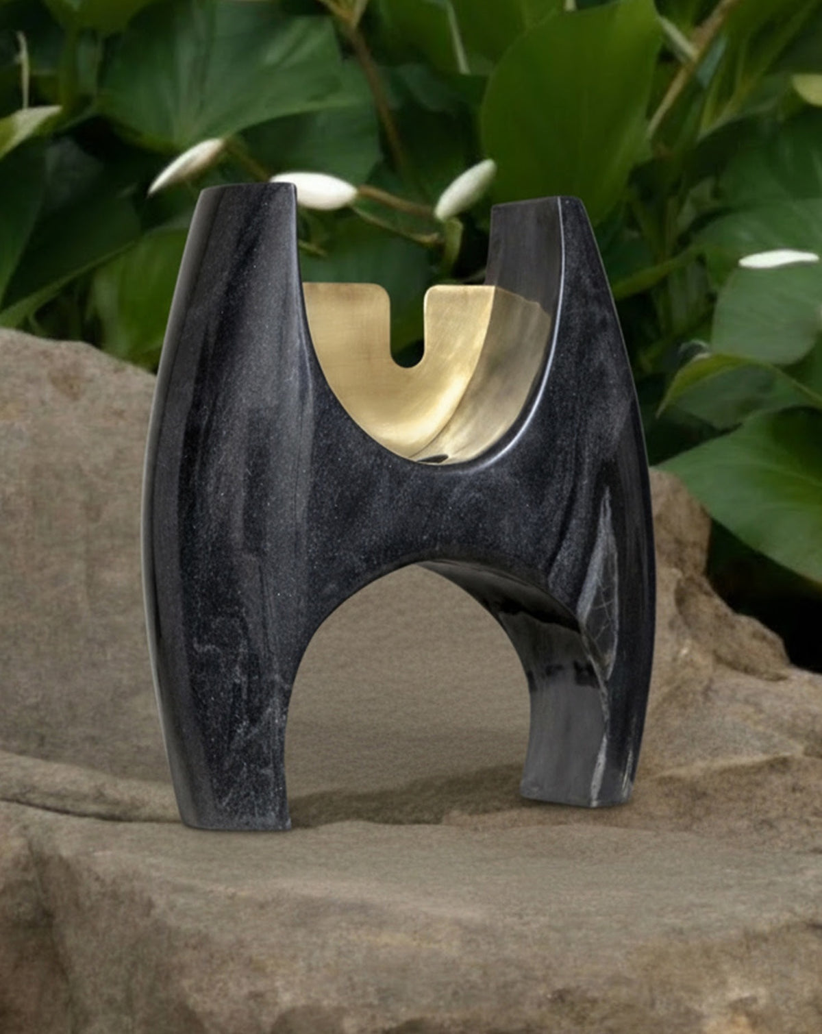 IRA 03 Marble and Brass Sculptural Vase