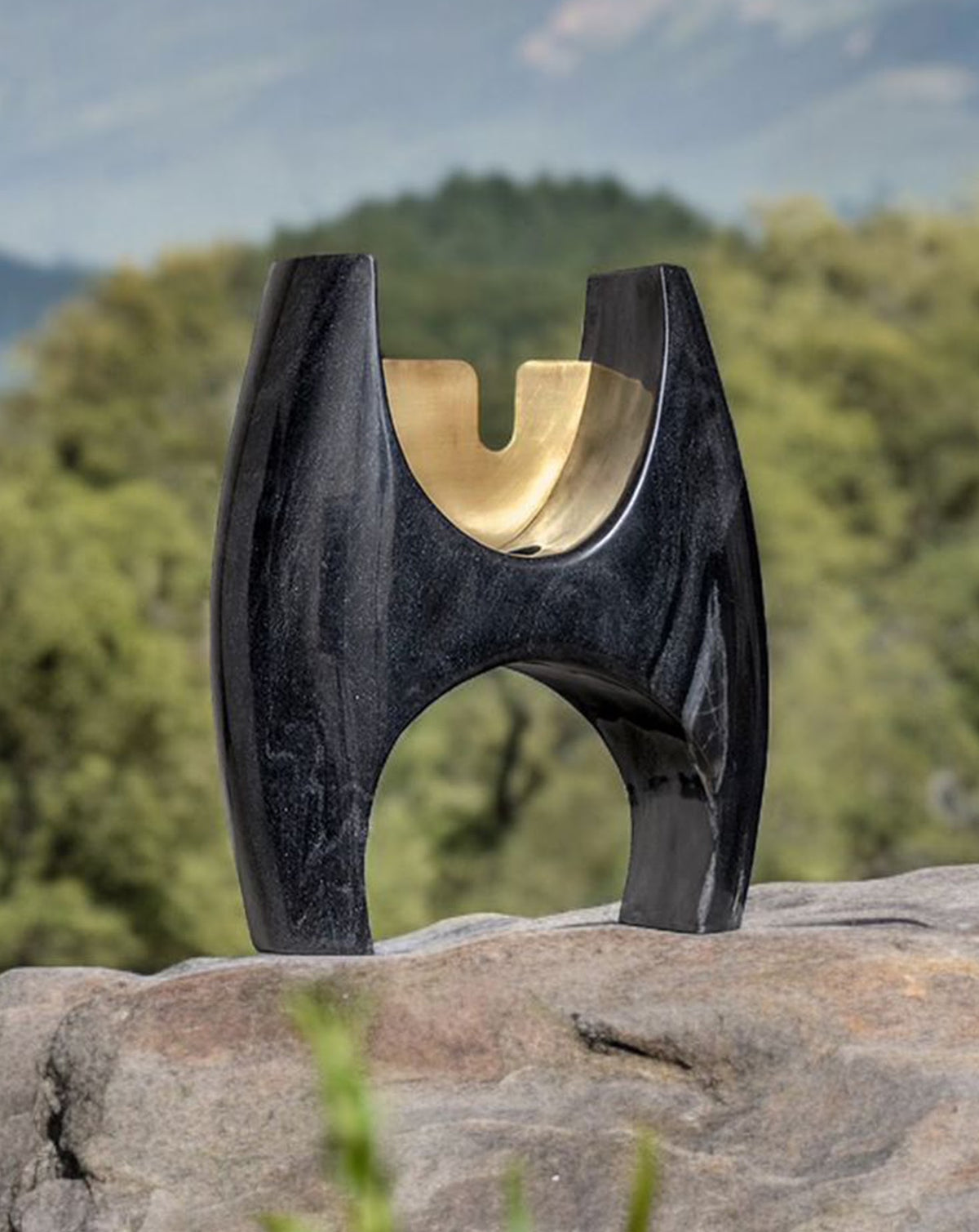IRA 03 Marble and Brass Sculptural Vase