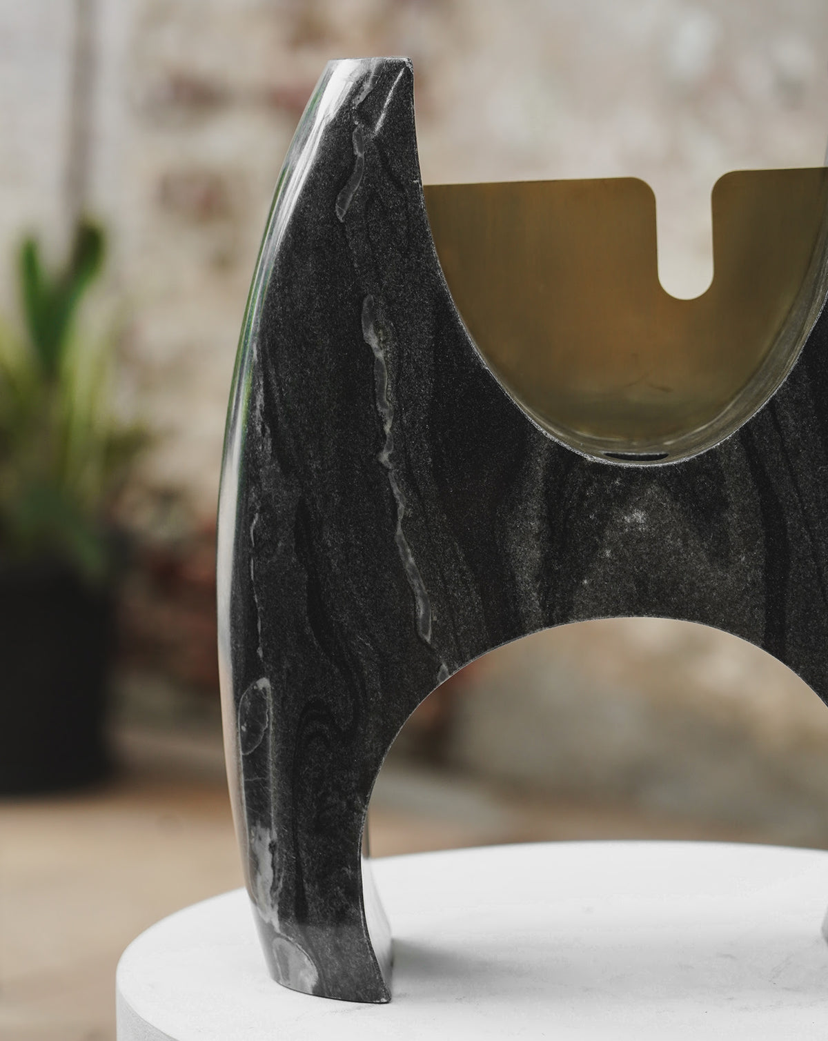 IRA 03 Marble and Brass Sculptural Vase