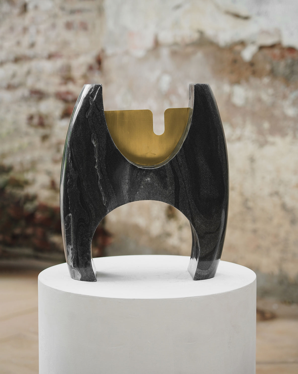 IRA 03 Marble and Brass Sculptural Vase