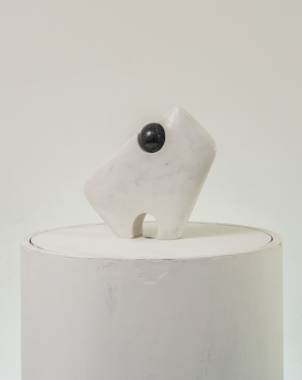 Sculptural stone vase suited to living room, hallway or office shelving