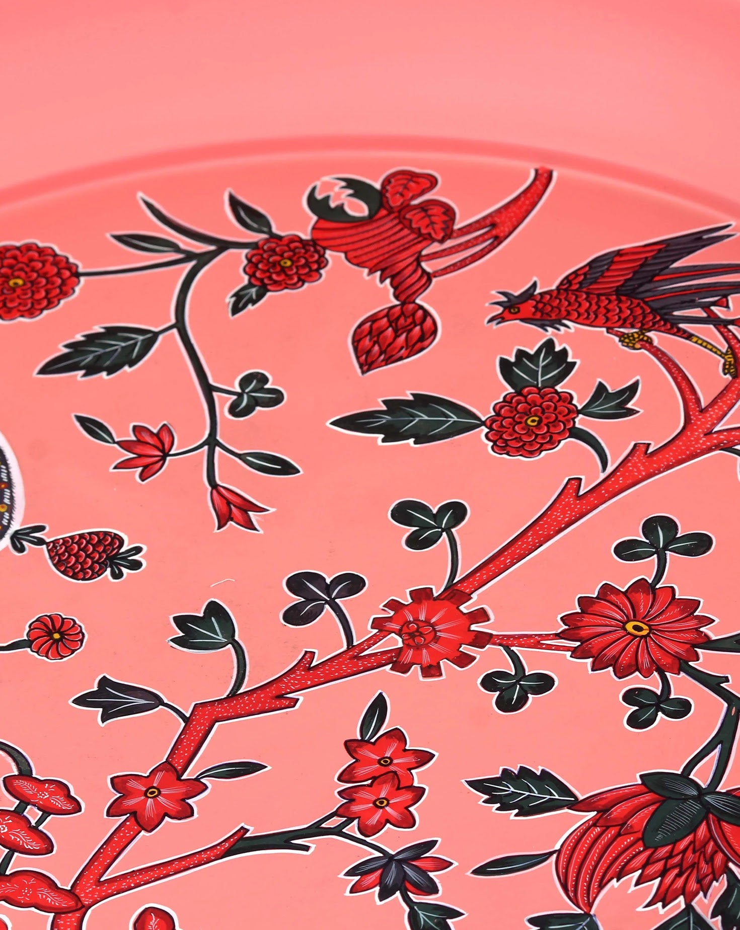 Kalam Wood and Steel Chintz Boota Side Table