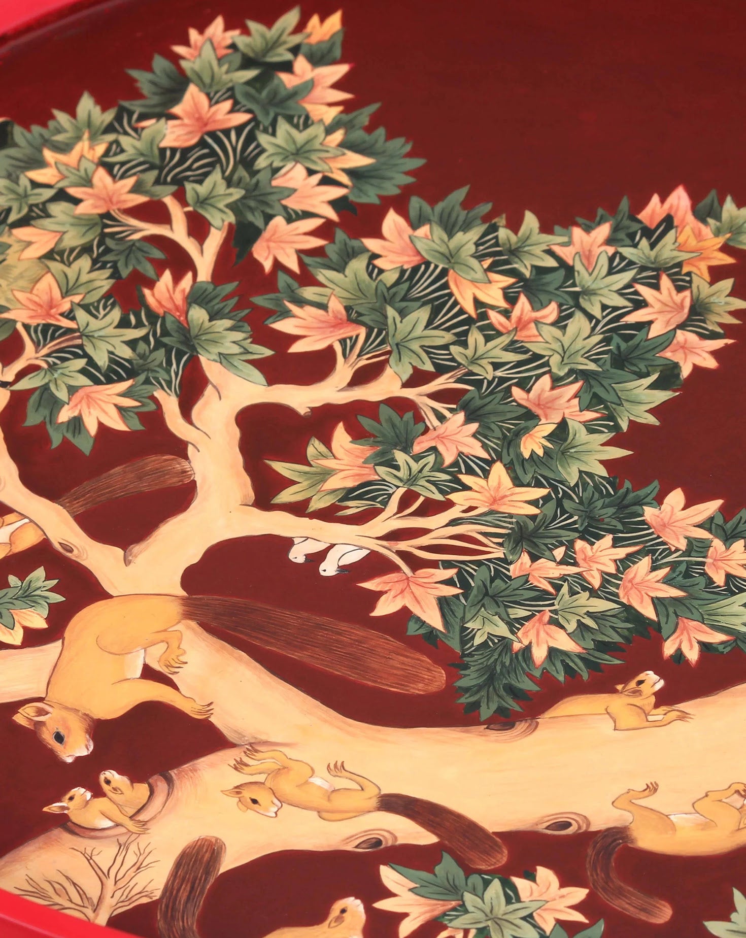 Kalam Wood and Steel Squirrel Tree Side Table