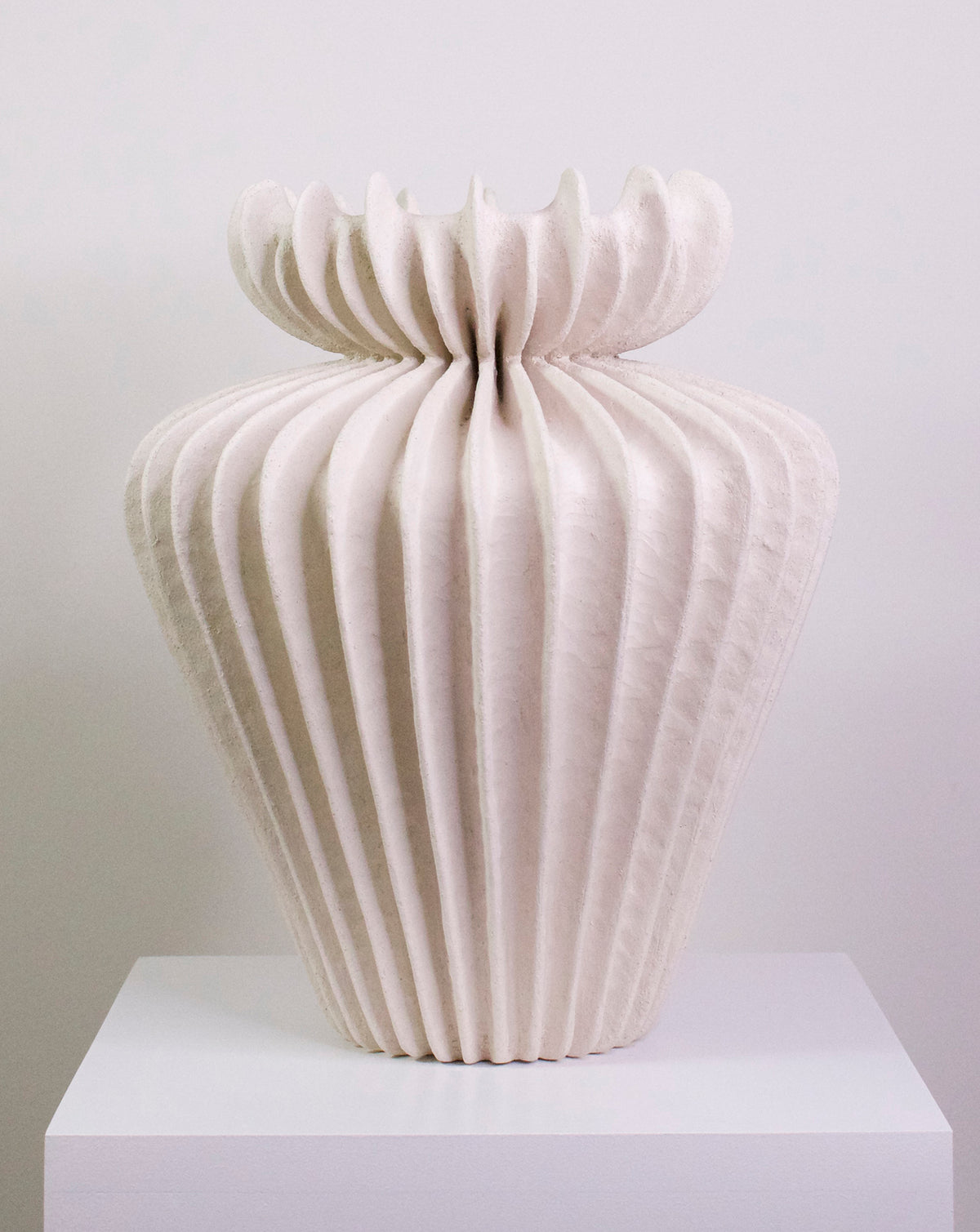 Lamellae White Sculptural Vessel — lifestyle view 1