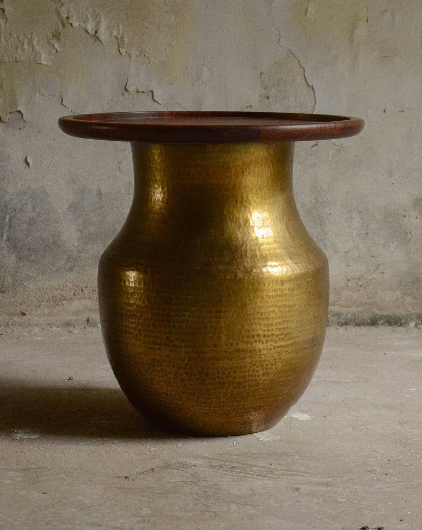 Lota Brass and Wood Coffee Table