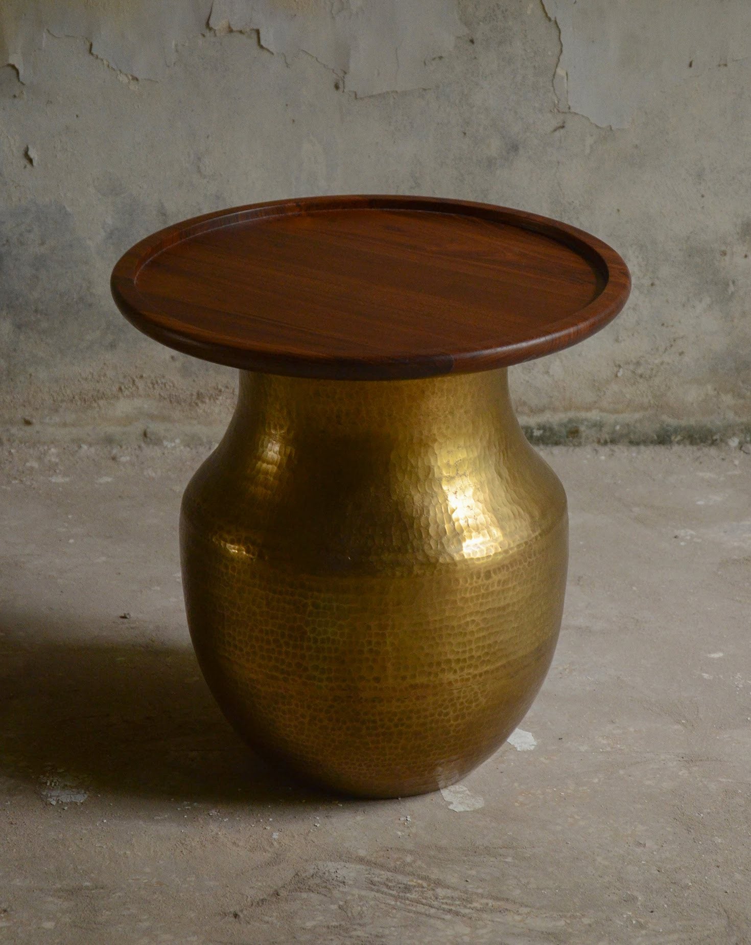 Lota Brass and Wood Coffee Table