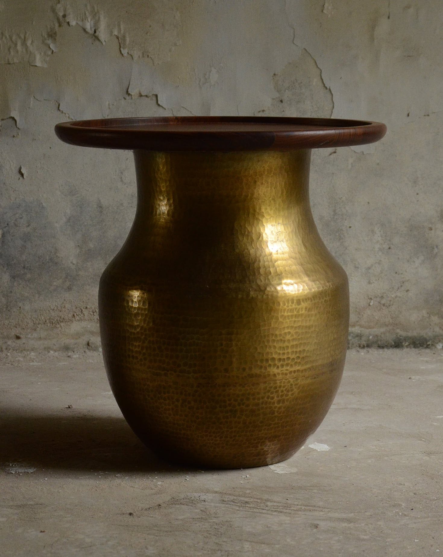 Lota Brass and Wood Coffee Table