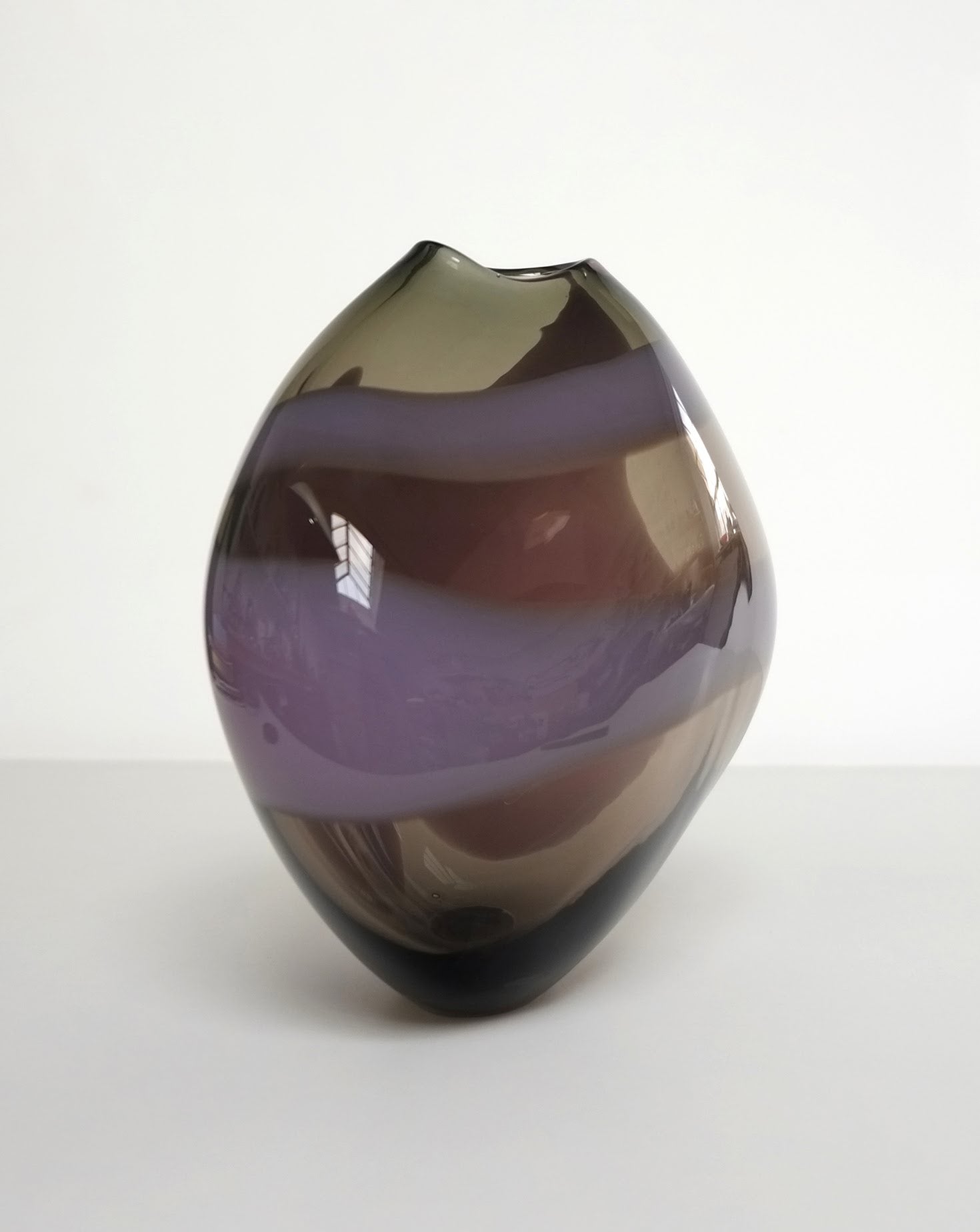Mauve Hue Glass Sculptural Vessel
