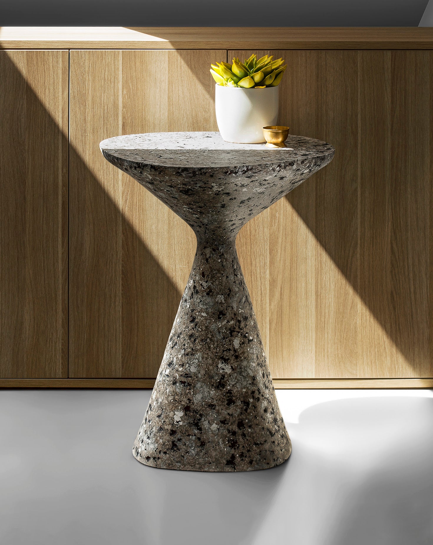 Mottled Warm Grey Sculptural Side Table