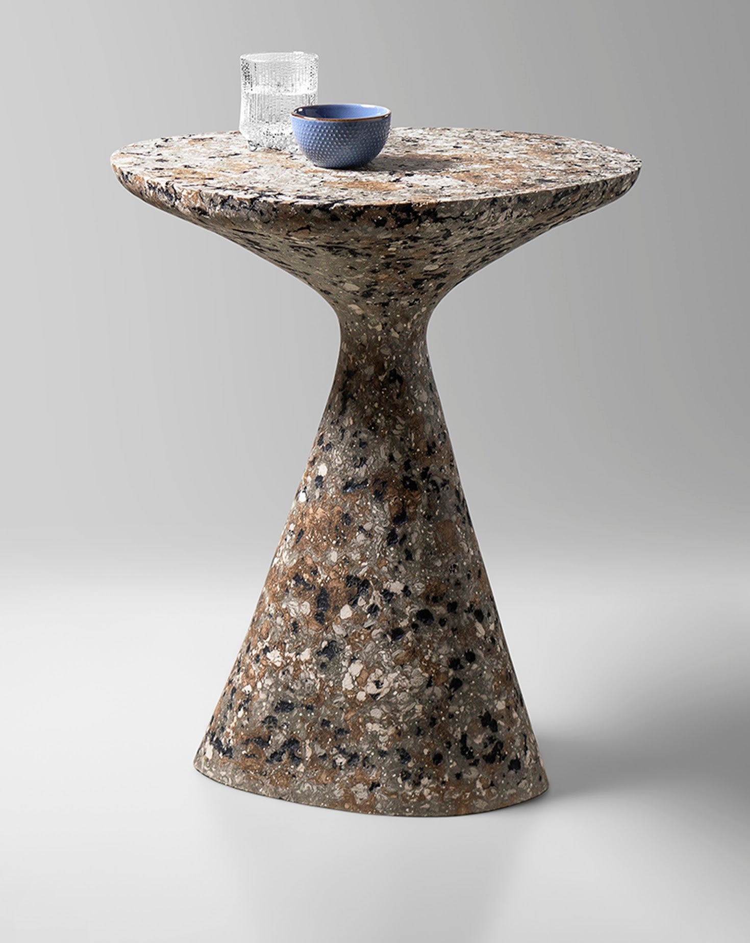 Mottled Warm Grey Sculptural Side Table