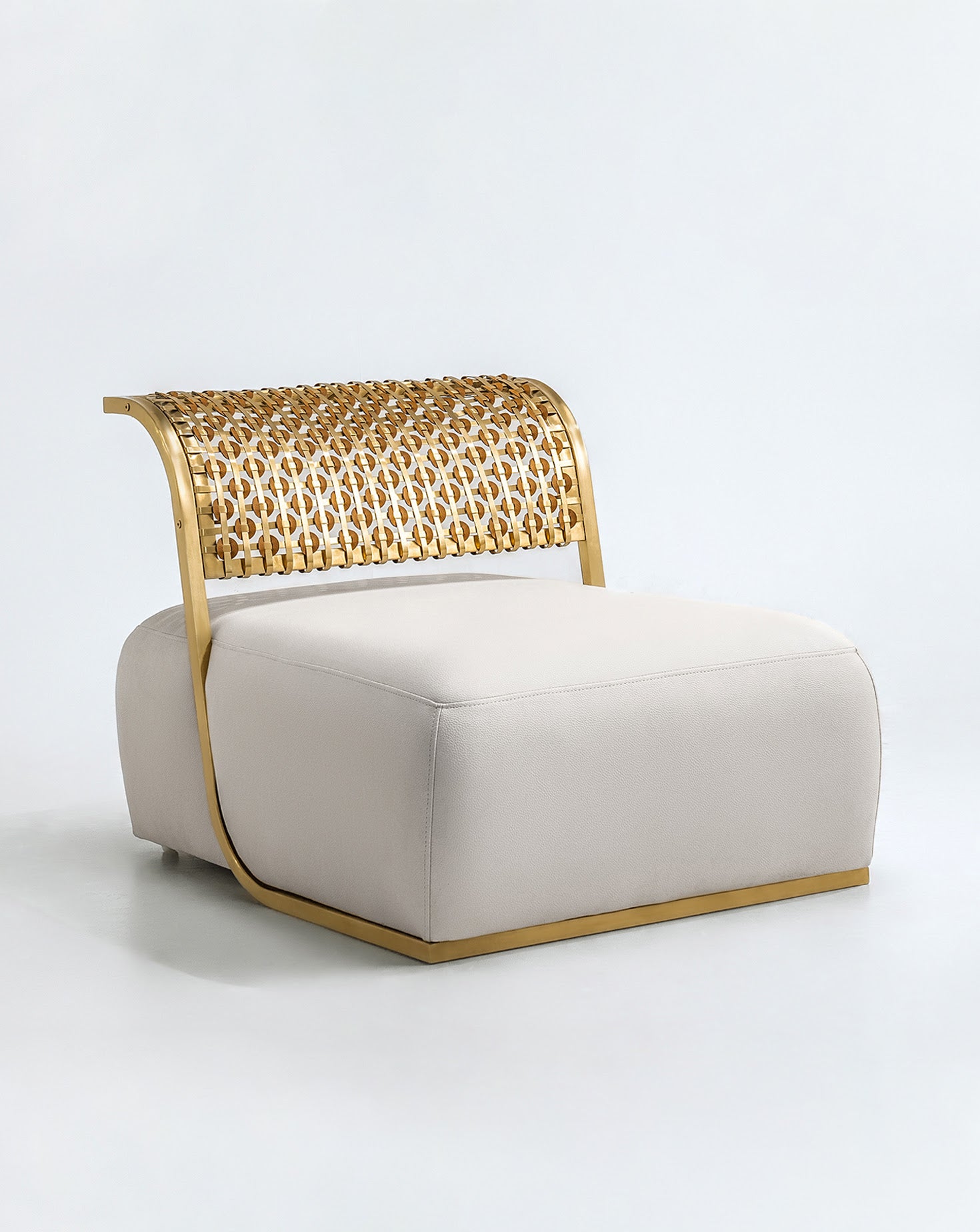 Nouveau Steel and Brushed Gold Armchair