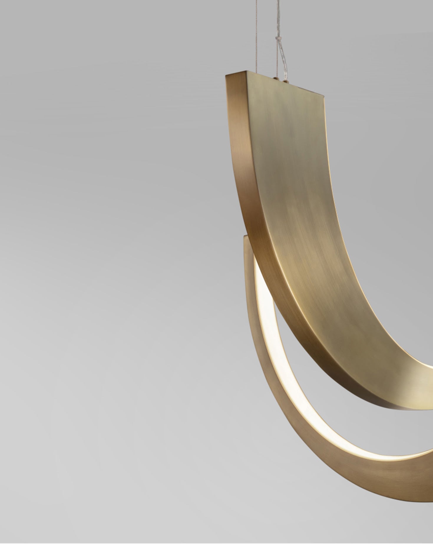 Offset Arch Brushed Brass Pendant Light