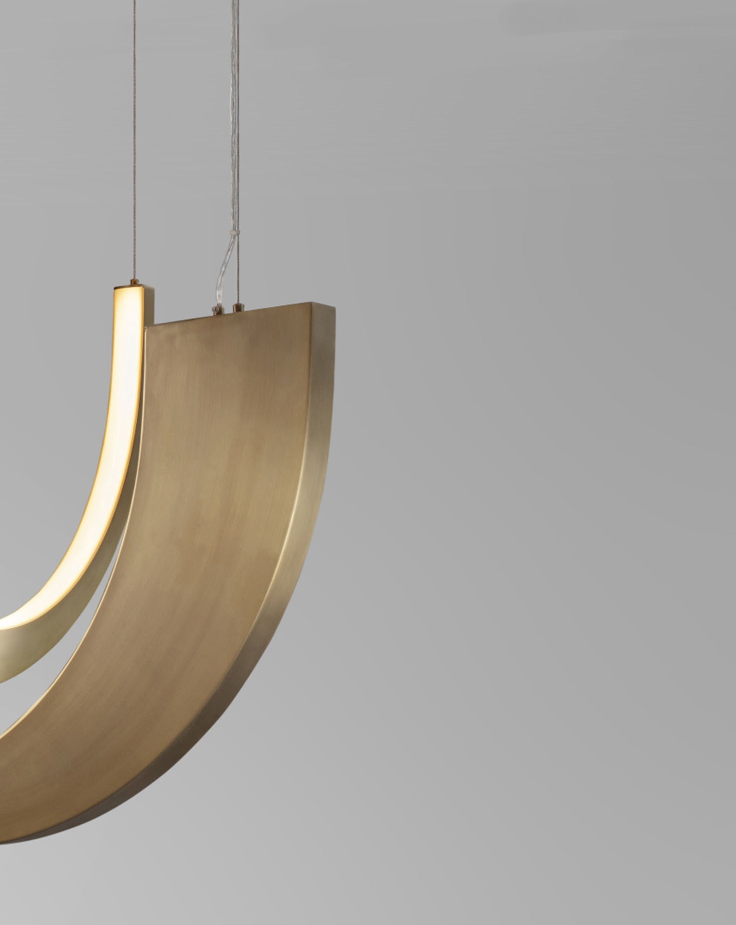 Offset Arch Brushed Brass Pendant Light