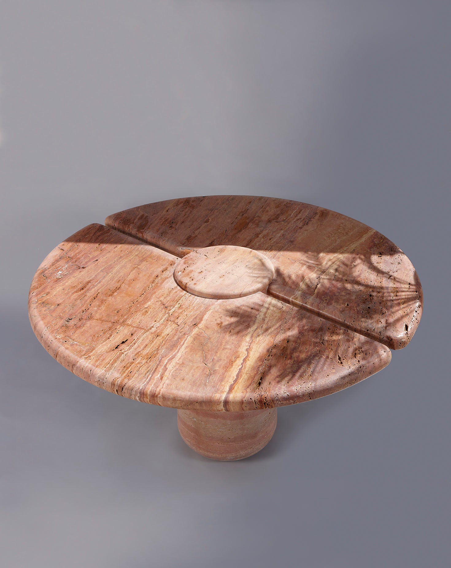 Sculptural Travetino Rosso Mistral Dining Table