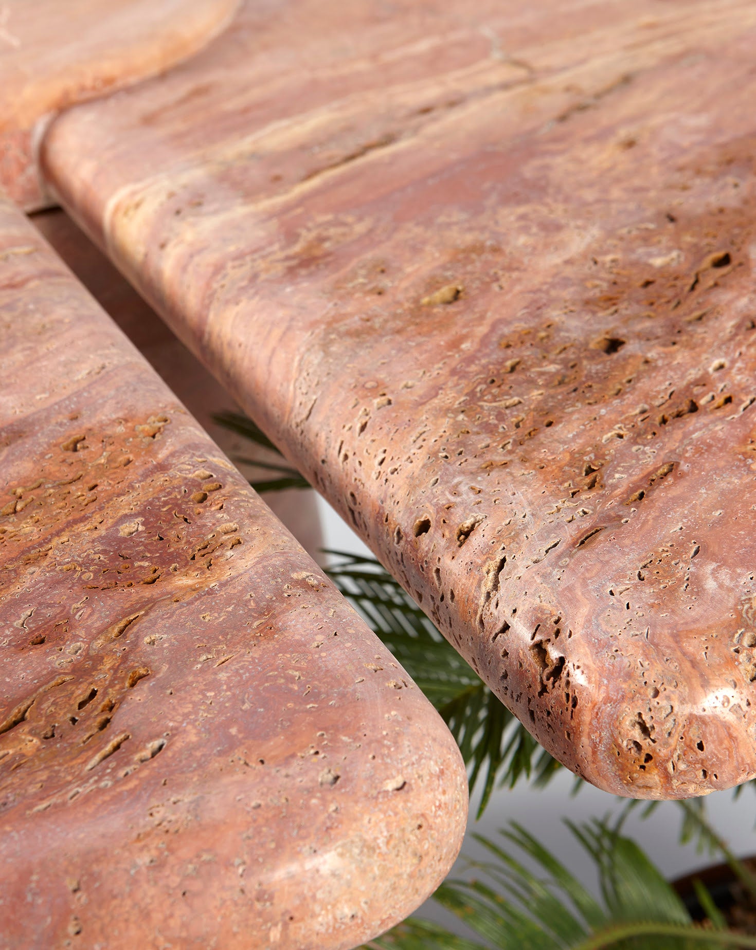 Sculptural Travetino Rosso Mistral Dining Table