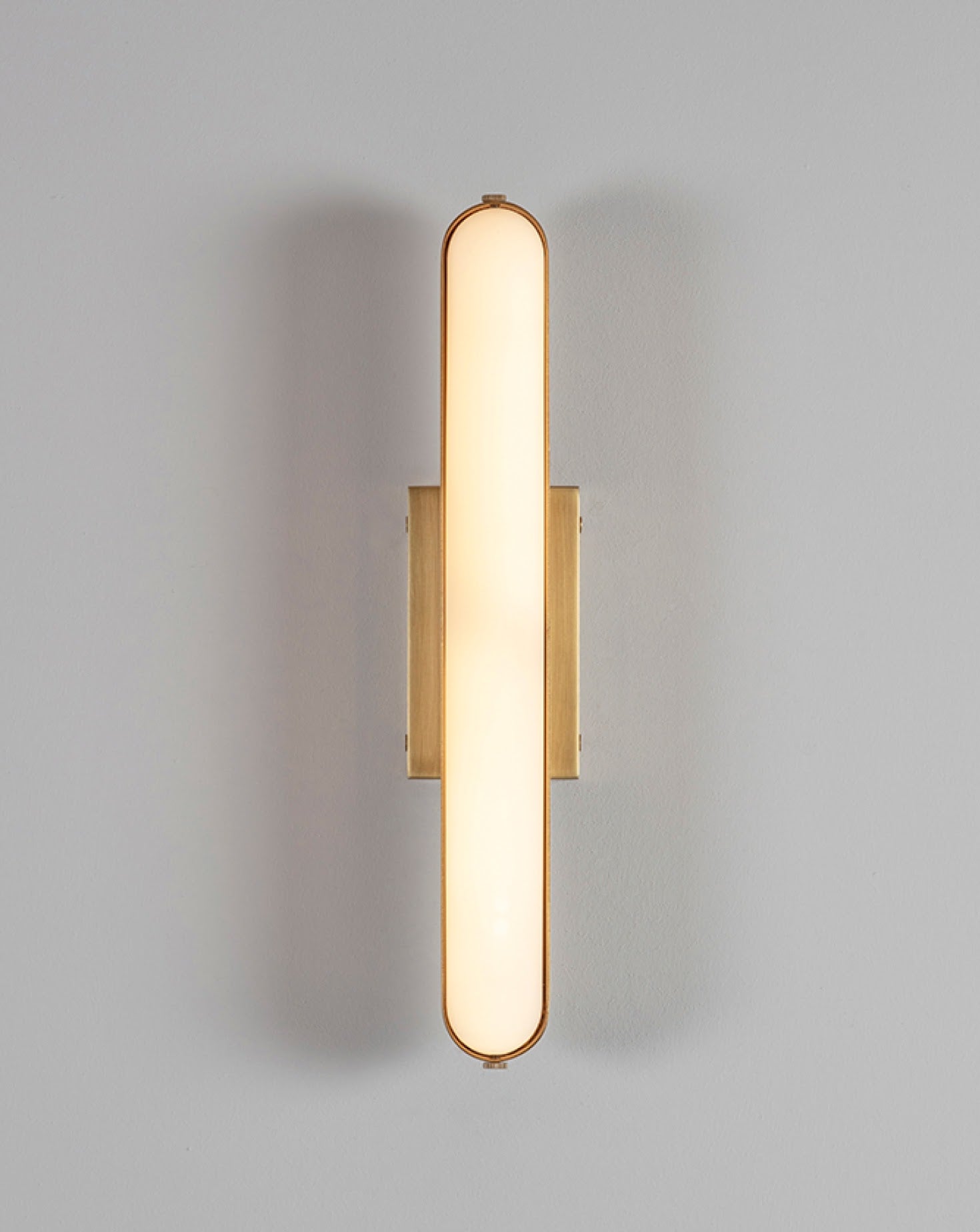 Stadium Rectangular Brushed Brass Wall Light