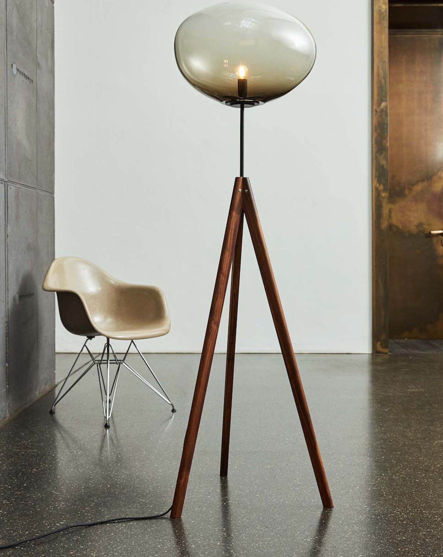 Statix Silver Smoke Walnut Floor Lamp
