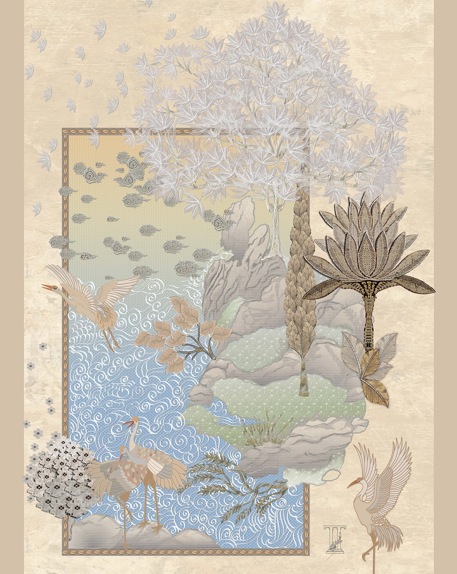 Storm Island Hand Embroidered Tapestry