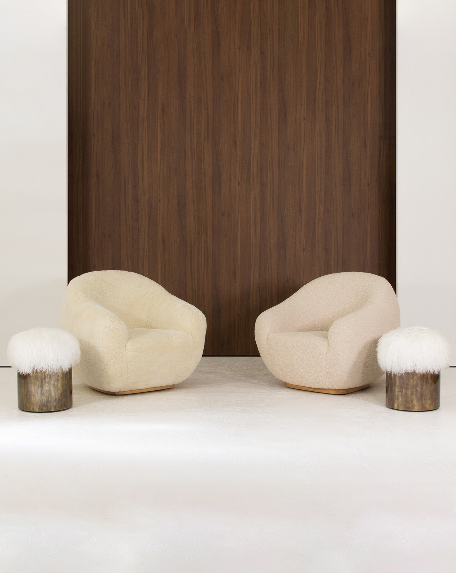 Symphony Brass and Fur Stool