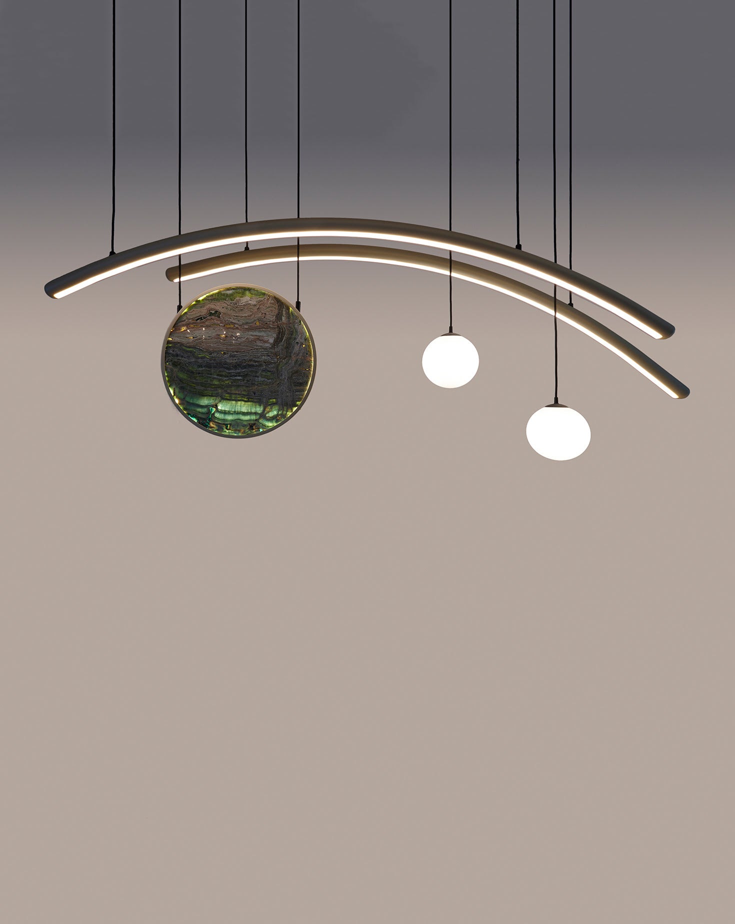 The HR Green Onyx Sculptural Pendant Light