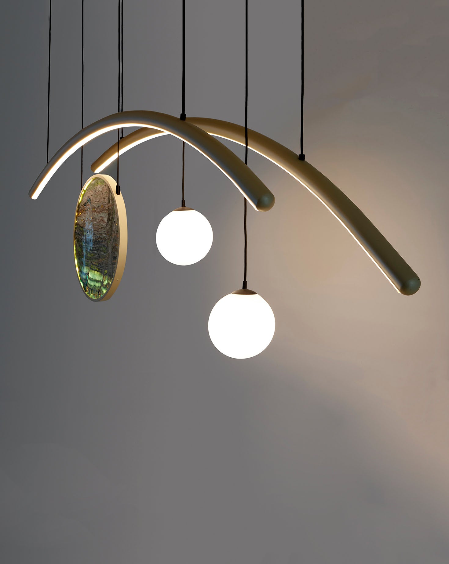 The HR Green Onyx Sculptural Pendant Light