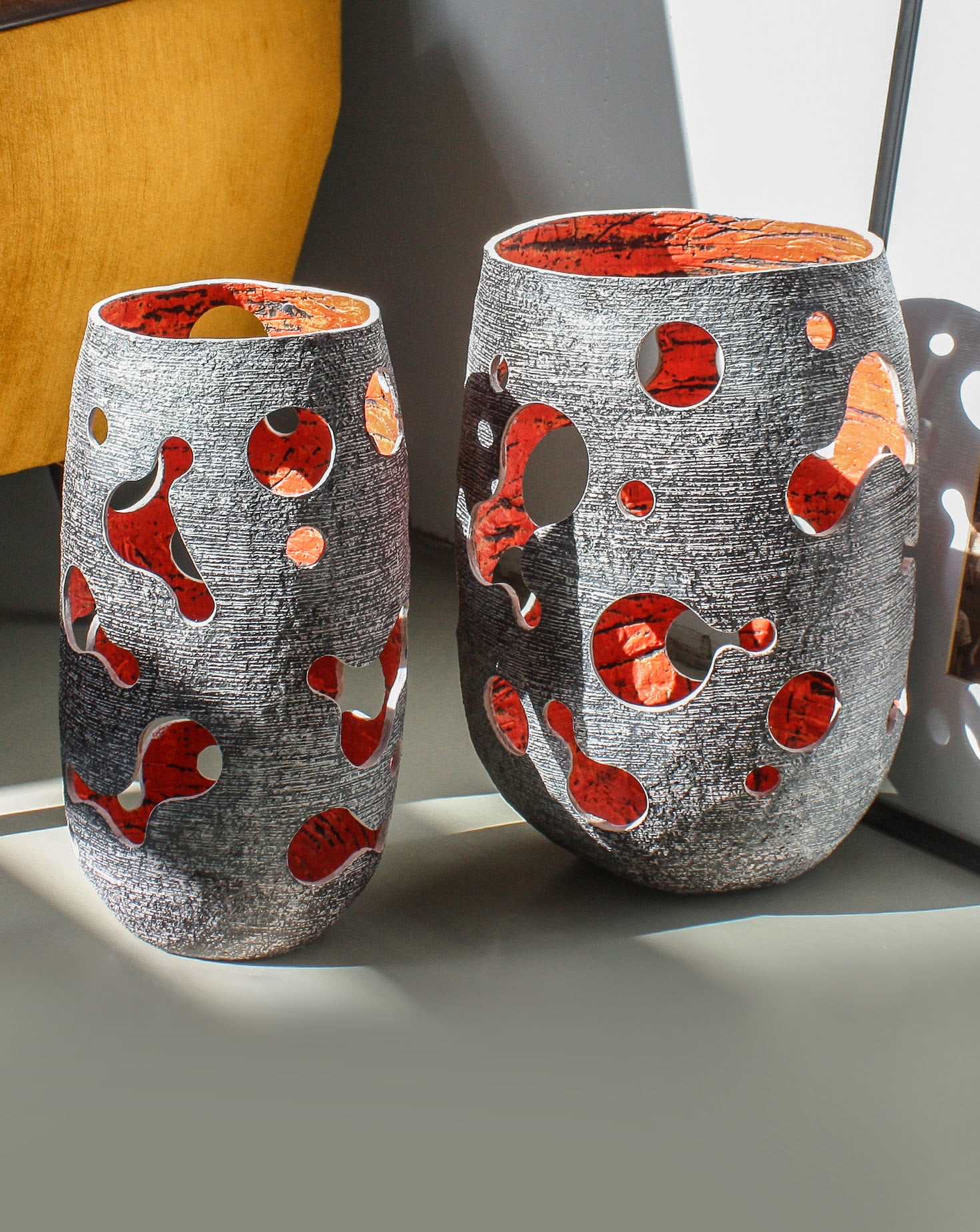 Wide Candle Lantern Accent Vase