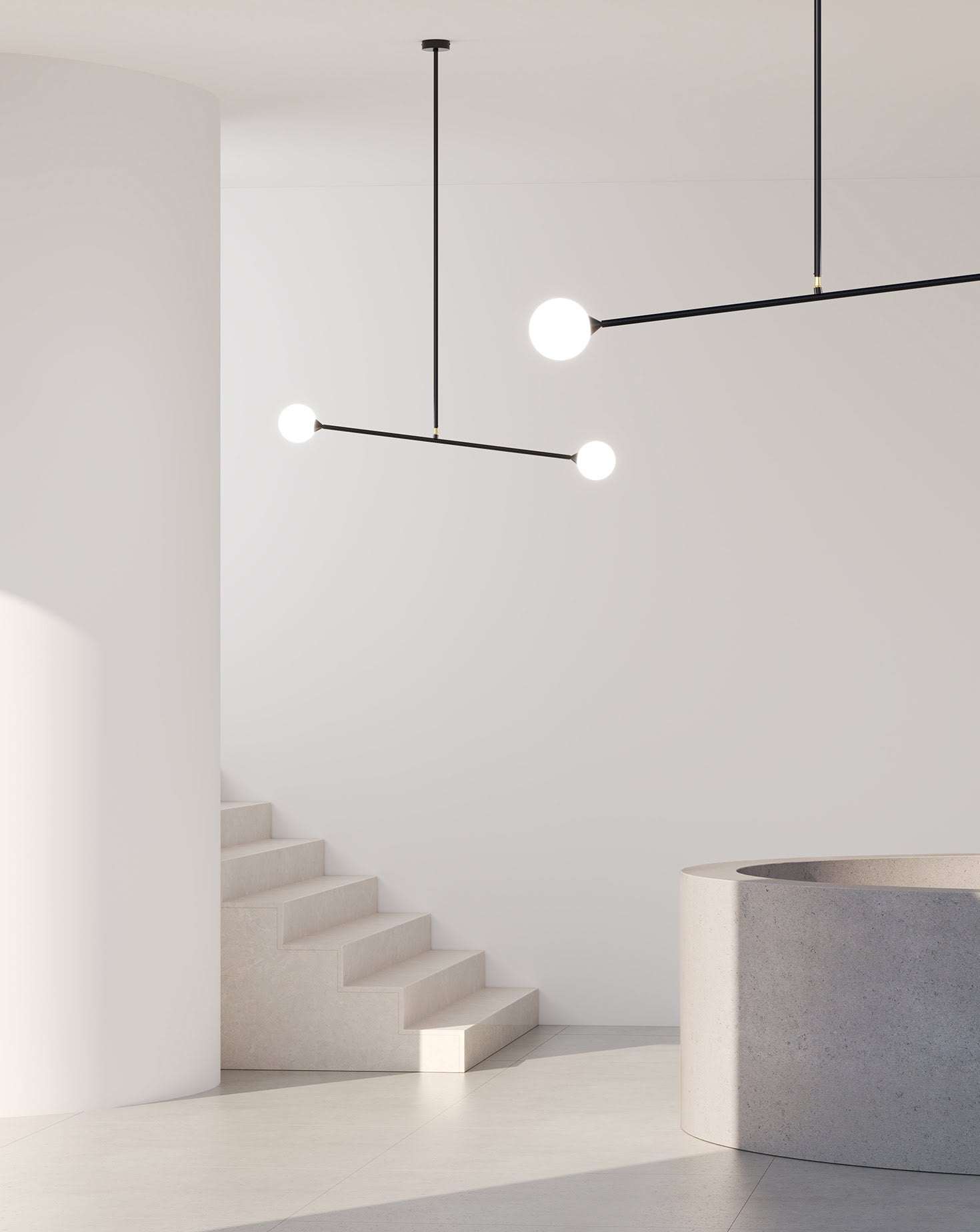 Two Spheres Metal and Glass Pendant