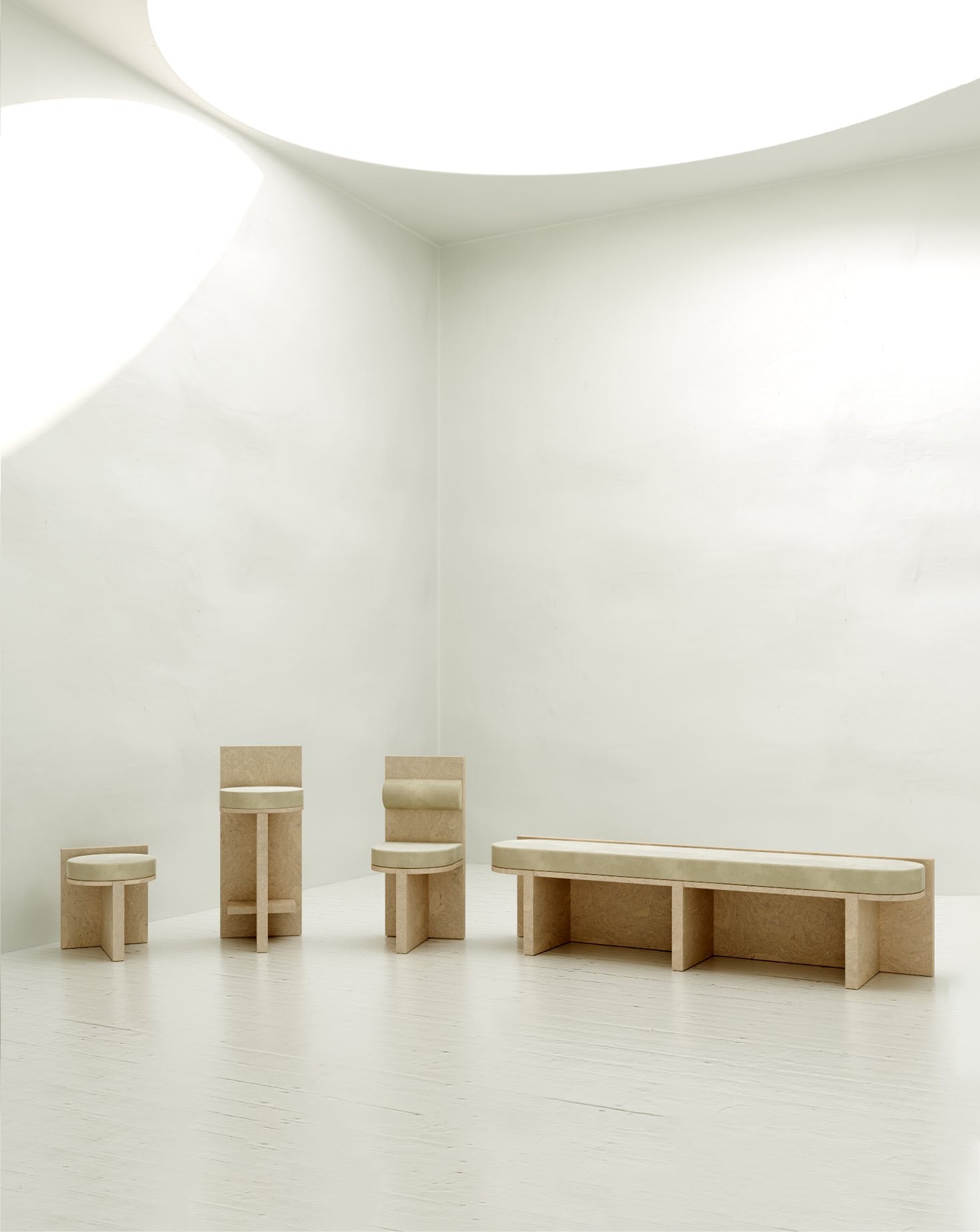 Cork and Velvet Bench