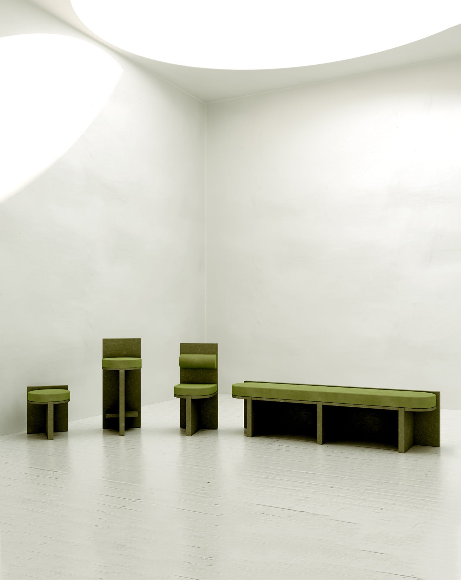 Cork and Velvet Bench