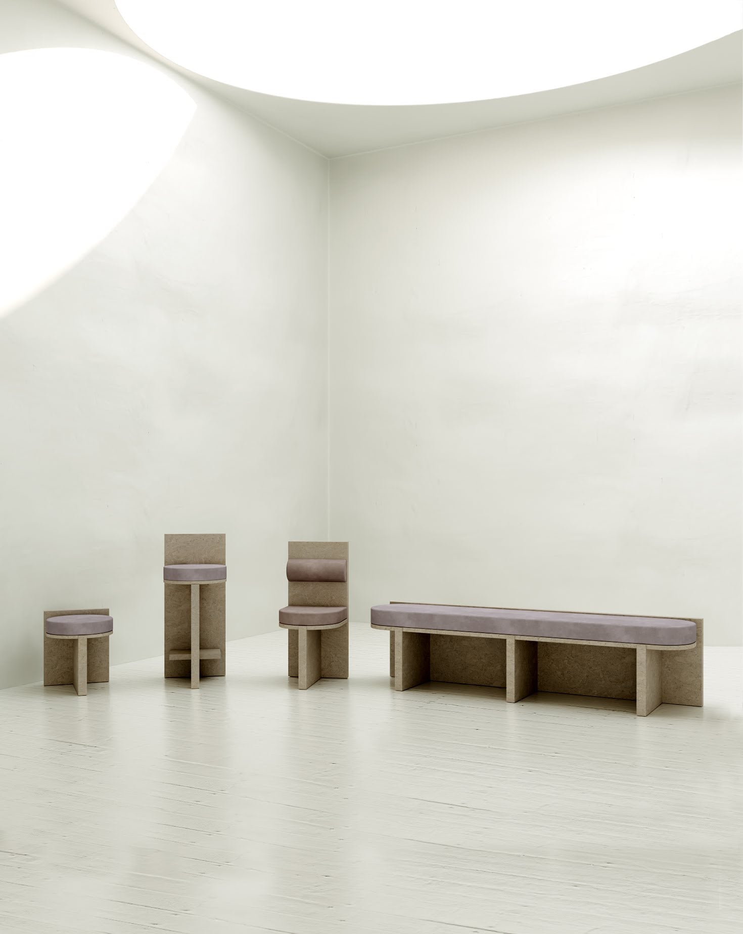 Cork and Velvet Bench