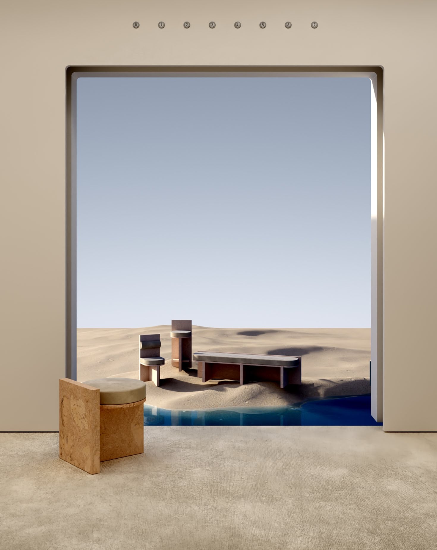 Cork and Velvet Stool