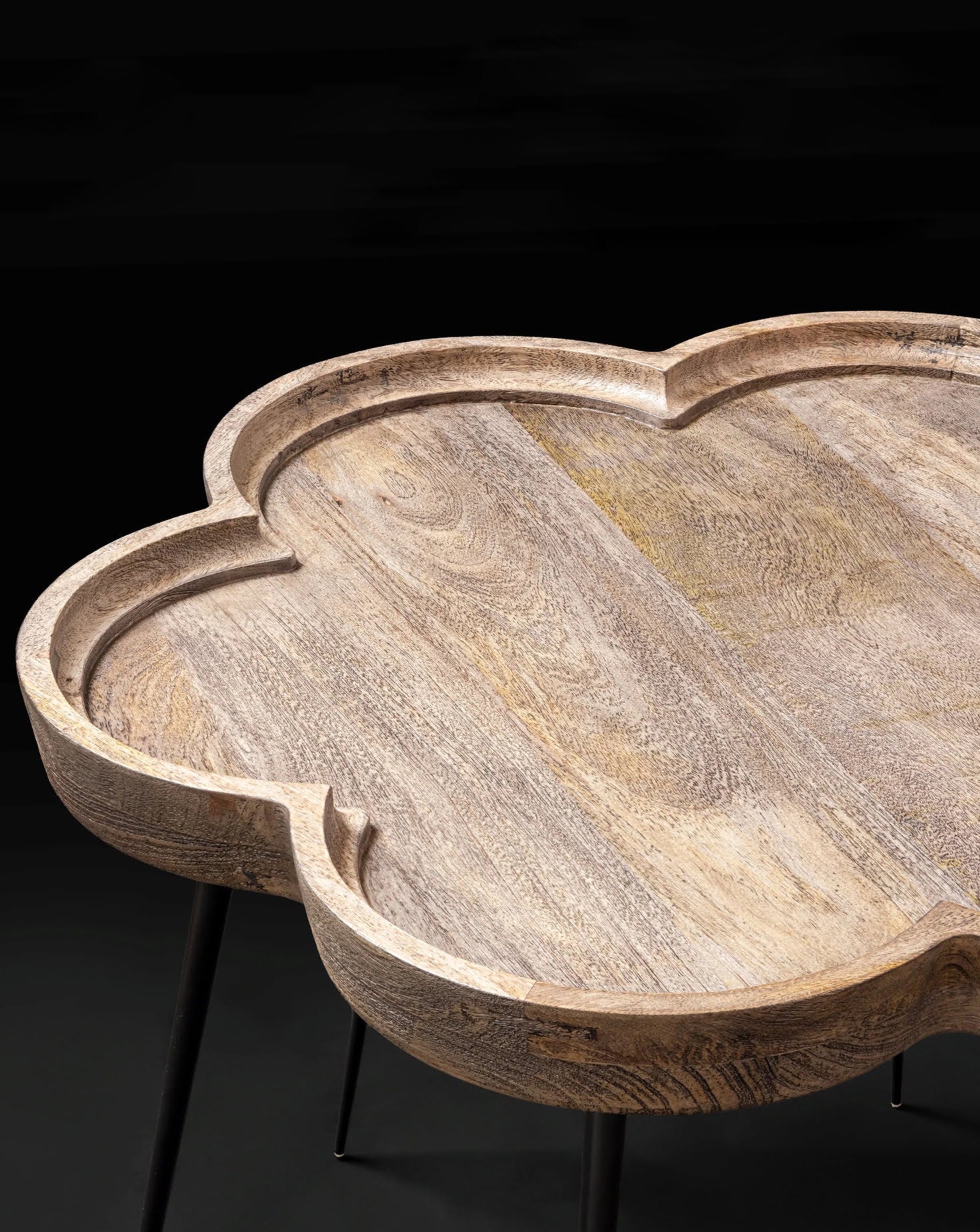 Flower Wood and Steel Side Table