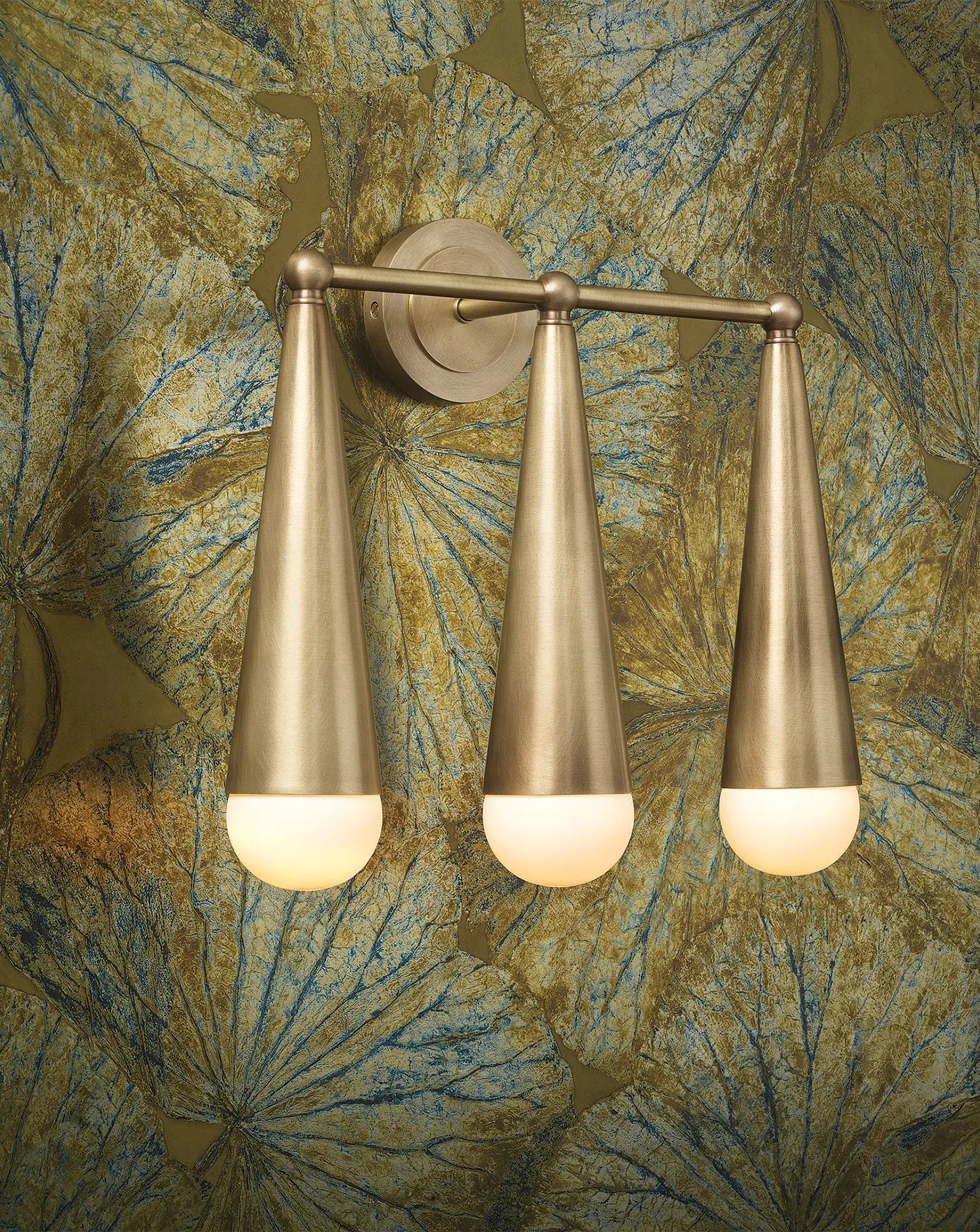 Luca Triple Medium Brass Wall Light Northern Lights