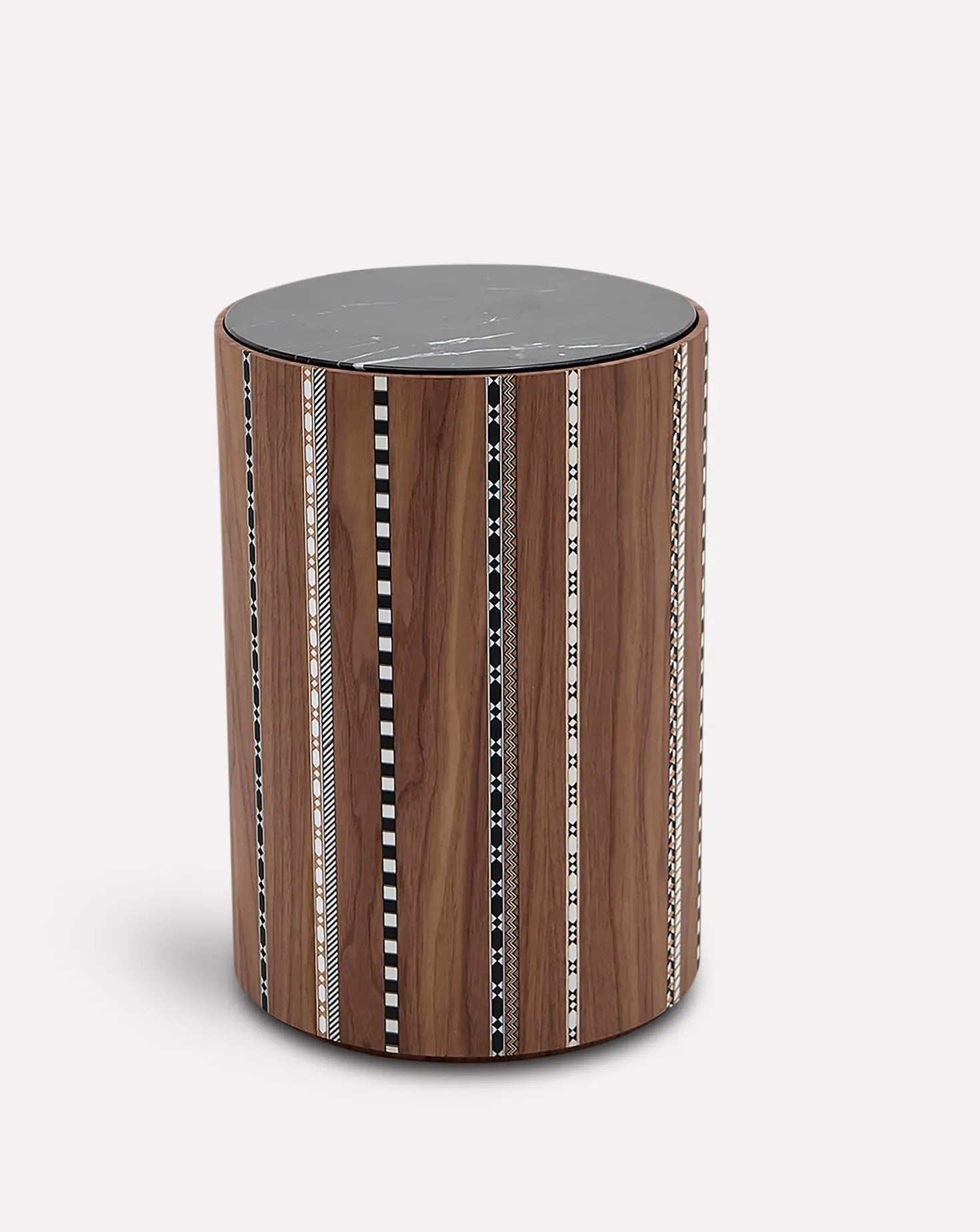 Marquetry Drum Side Table Medium Nada Debs