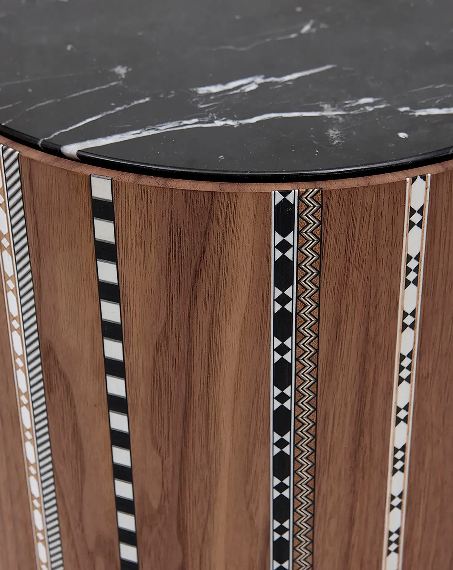 Marquetry Drum Side Table Medium Nada Debs